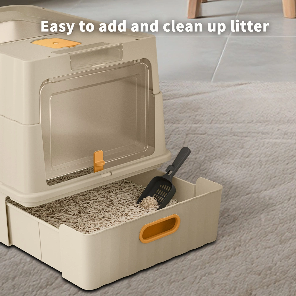 Simple drawer style white cat litter box, humanized design, does not occupy household storage space view 2