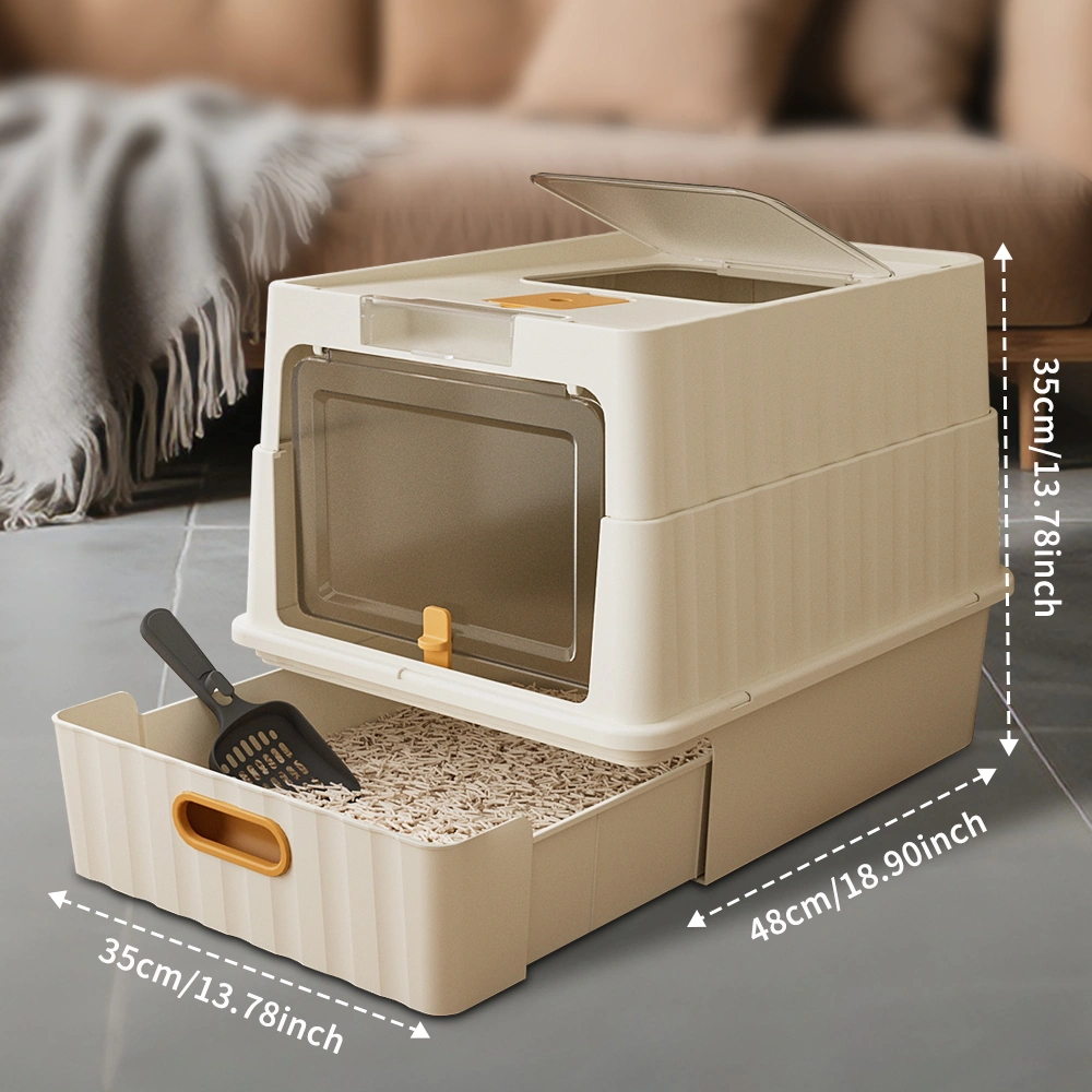 Simple drawer style white cat litter box, humanized design, does not occupy household storage space view 4