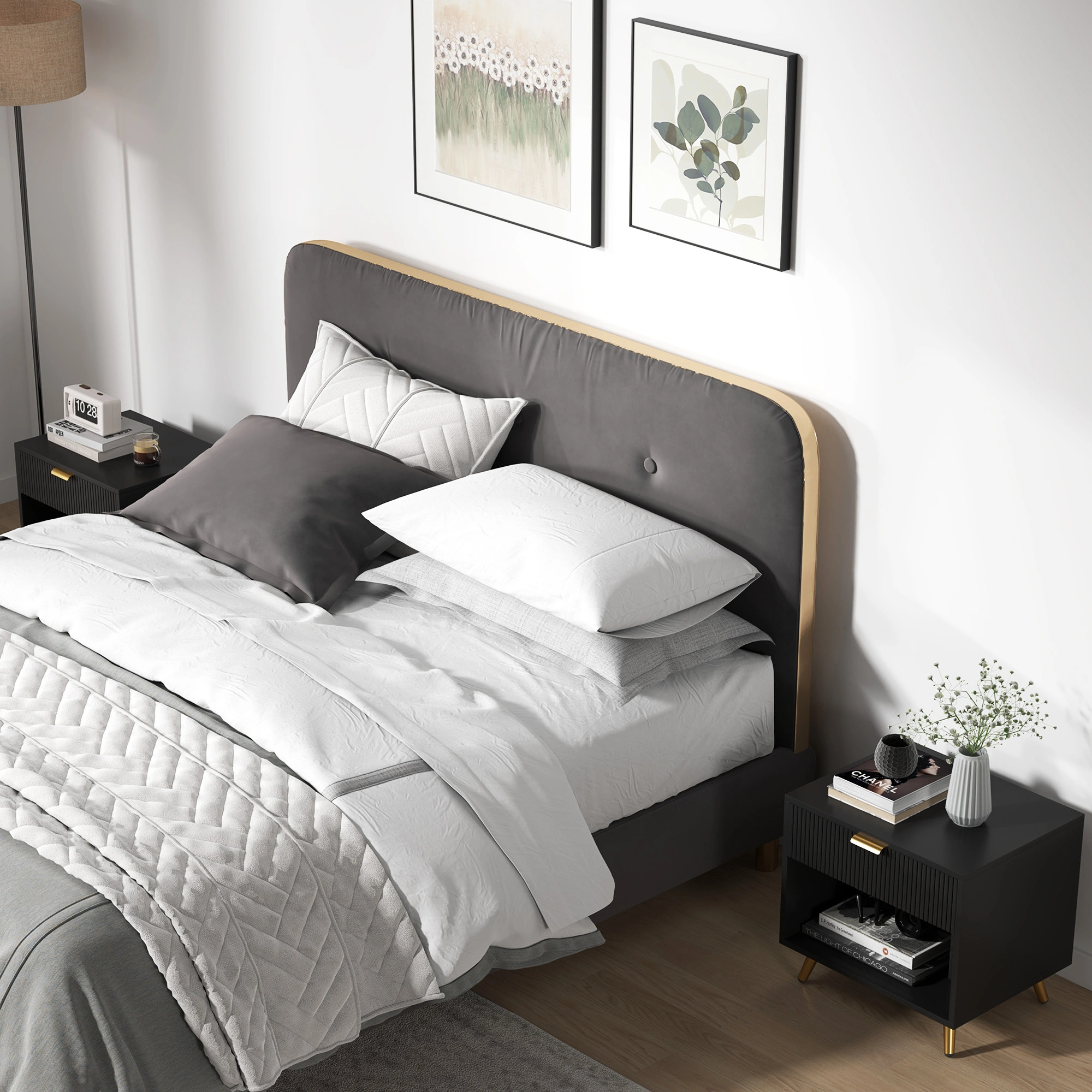 Bedside Tables, Nightstand Storage Cabinet, Modern Bedside Table with Drawer, Compact Bedroom Furniture