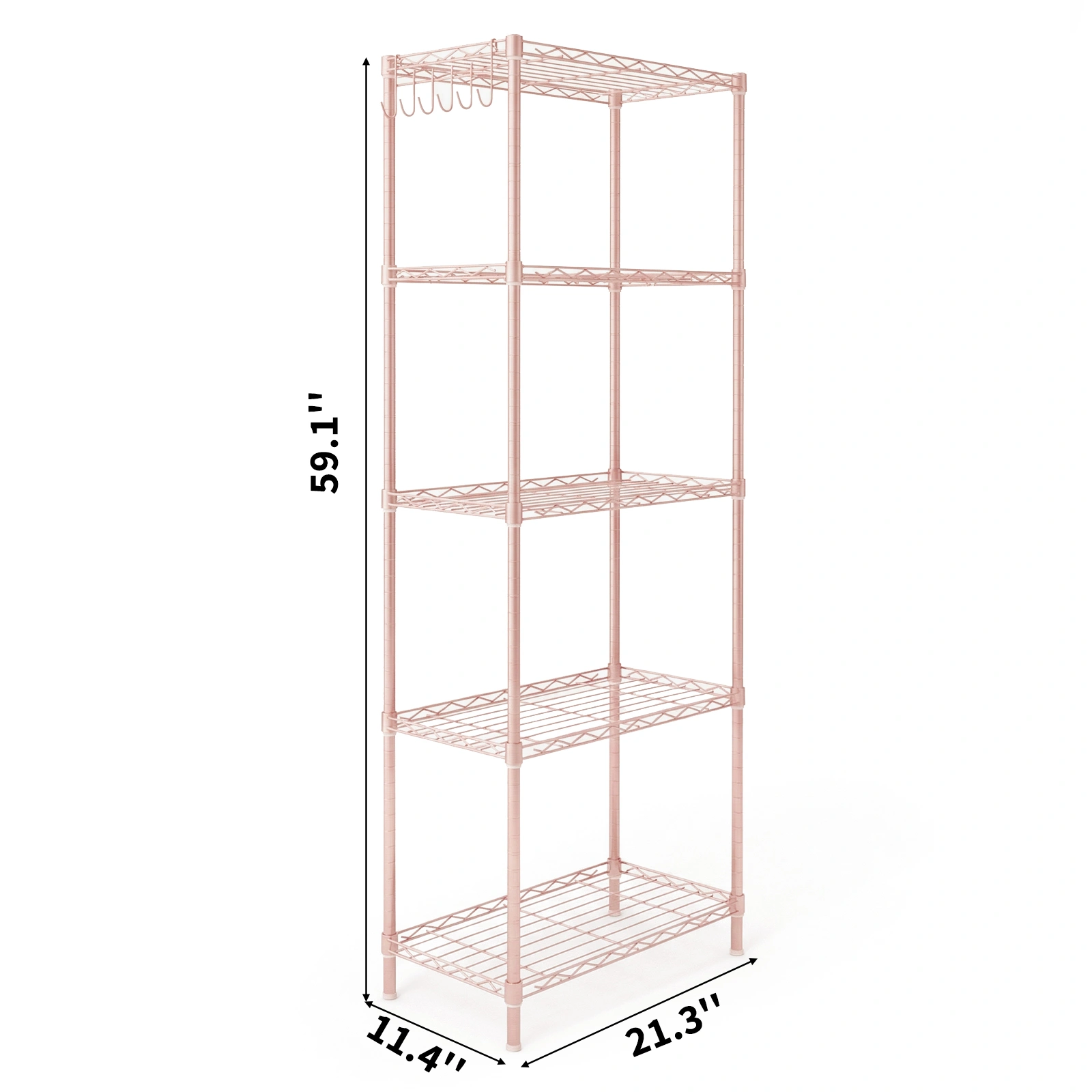 5-layer adjustable shelf with adjustable spacing, pin-type deformable structure, adjustable feet, display rack, iron, 54*29*150cm, powder coated with high-gloss powder view 3