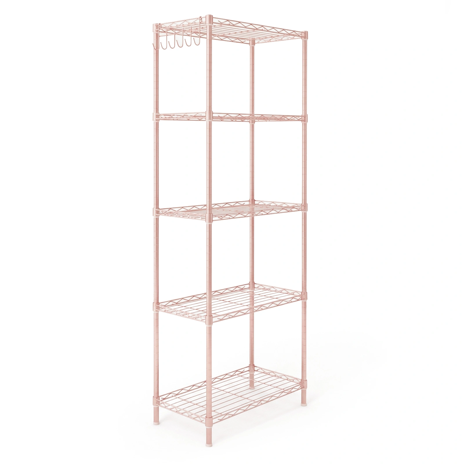 5-layer adjustable shelf with adjustable spacing, pin-type deformable structure, adjustable feet, display rack, iron, 54*29*150cm, powder coated with high-gloss powder view 4