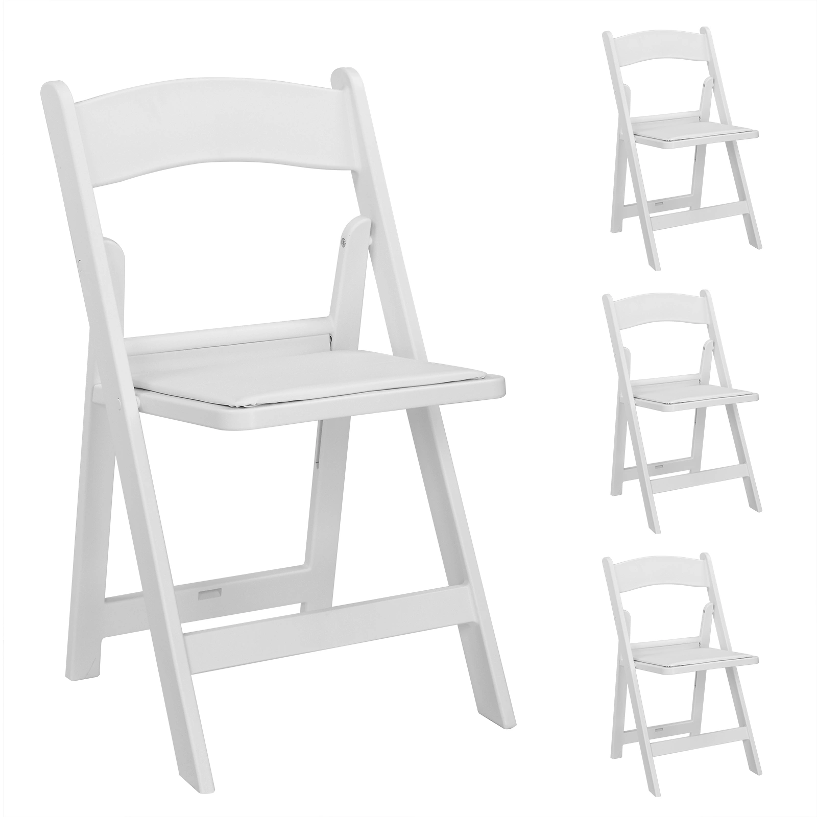 4 Pack Folding Chairs, Resin Chairs with Padded Seat, Comfortable Event Chairs Indoor Outdoor for Home Event Party Picnic School Wedding, White view 26