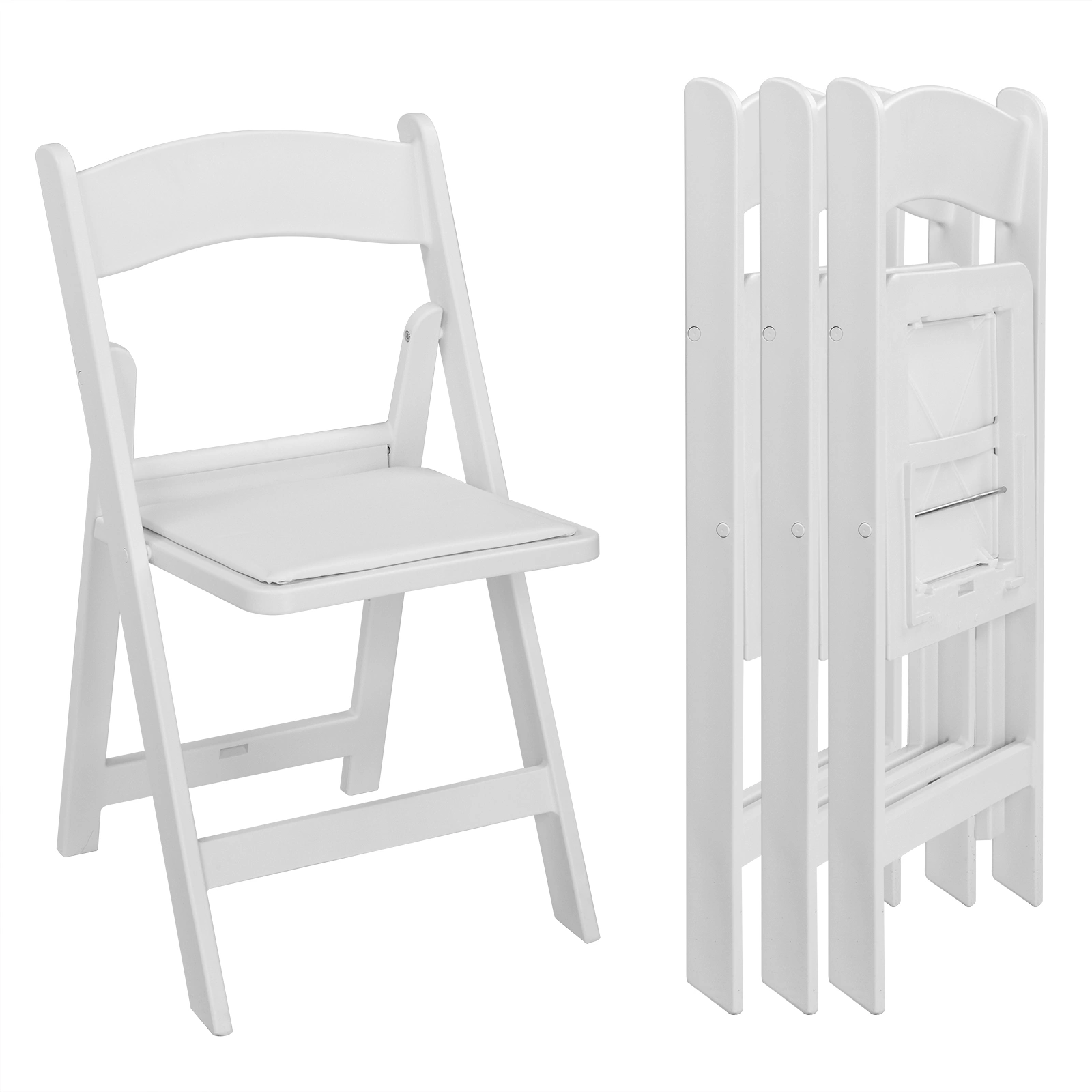 4 Pack Folding Chairs, Resin Chairs with Padded Seat, Comfortable Event Chairs Indoor Outdoor for Home Event Party Picnic School Wedding, White view 27