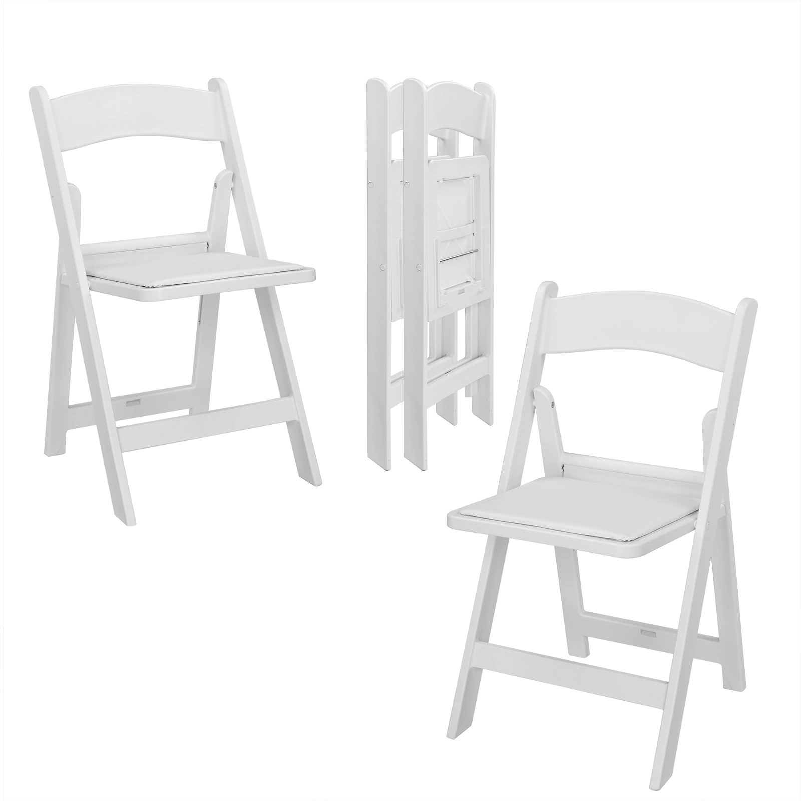4 Pack Folding Chairs, Resin Chairs with Padded Seat, Comfortable Event Chairs Indoor Outdoor for Home Event Party Picnic School Wedding, White view 28