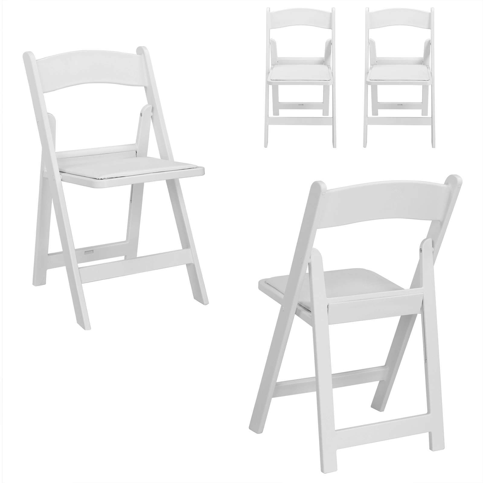 4 Pack Folding Chairs, Resin Chairs with Padded Seat, Comfortable Event Chairs Indoor Outdoor for Home Event Party Picnic School Wedding, White view 29