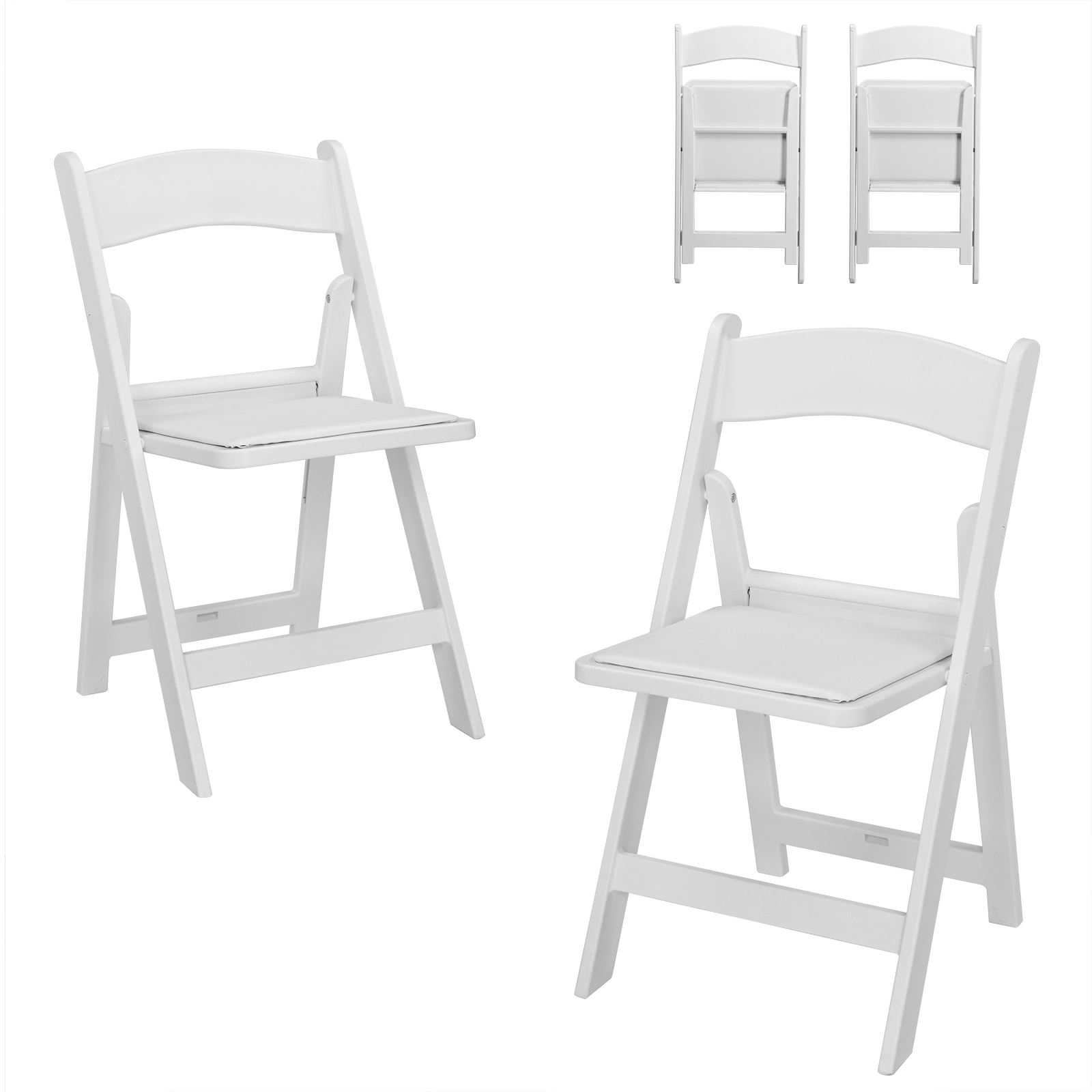 4 Pack Folding Chairs, Resin Chairs with Padded Seat, Comfortable Event Chairs Indoor Outdoor for Home Event Party Picnic School Wedding, White view 31