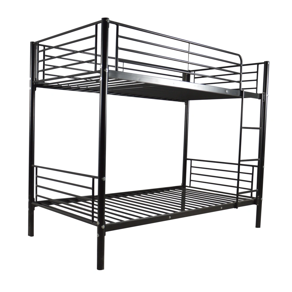 Iron Bed Bunk Bed with Ladder for Kids Twin Size Black view 13