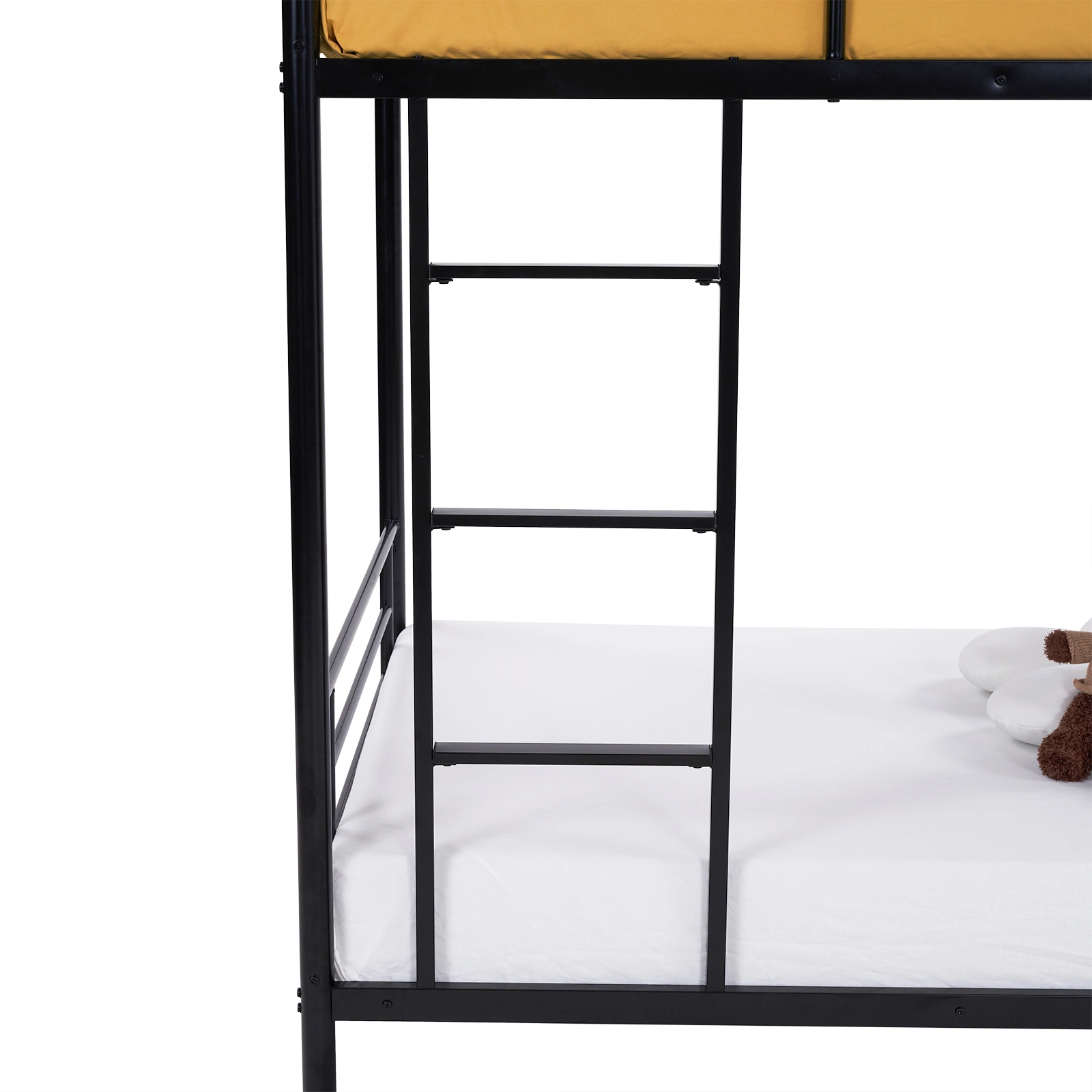 Iron Bed Bunk Bed with Ladder for Kids Twin Size Black view 17