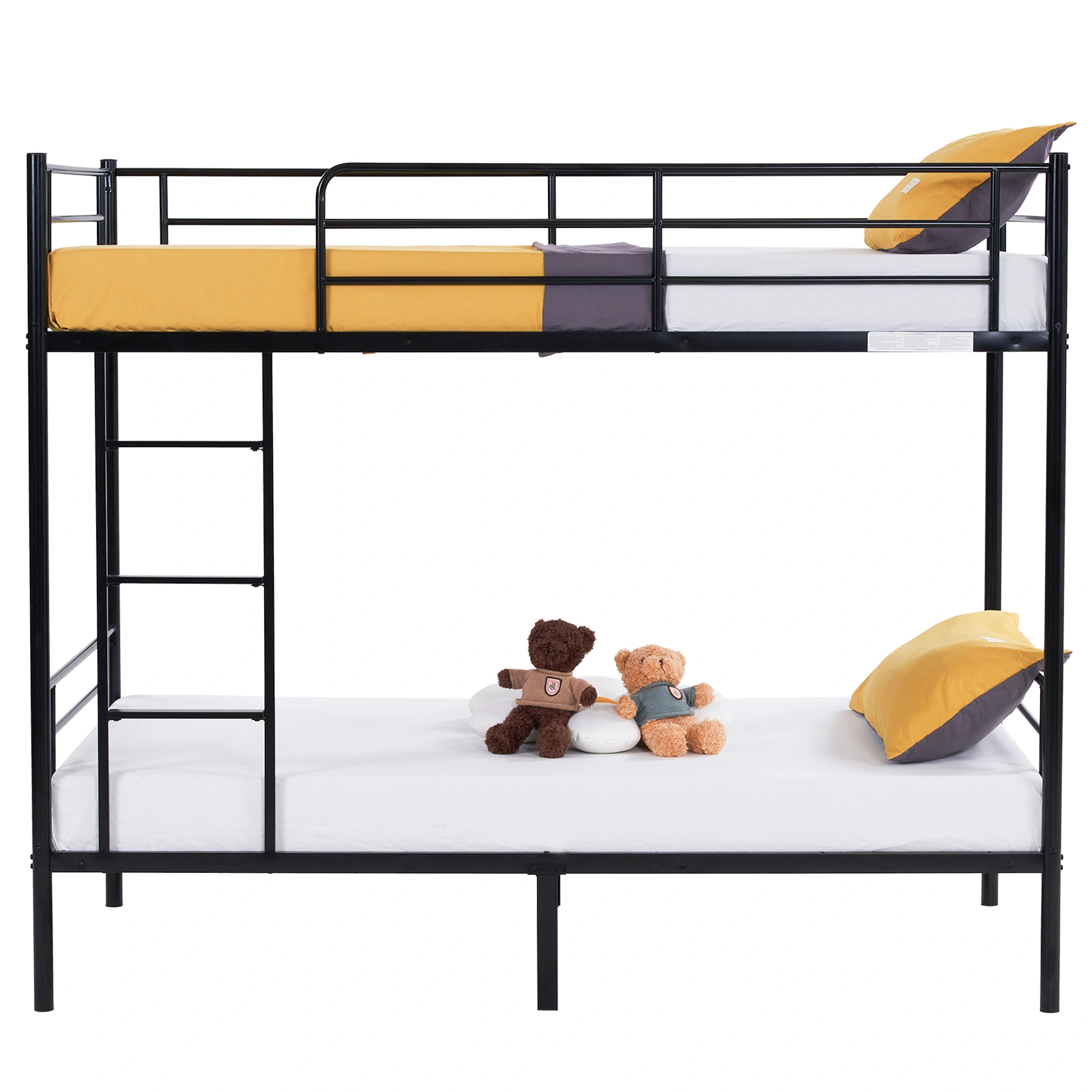 Iron Bed Bunk Bed with Ladder for Kids Twin Size Black view 21