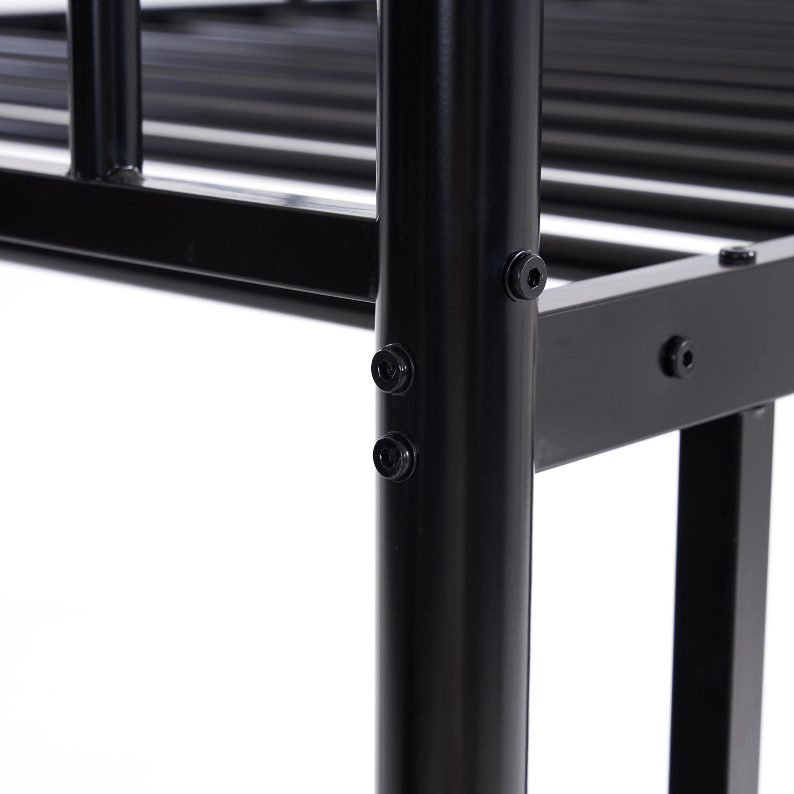 Iron Bed Bunk Bed with Ladder for Kids Twin Size Black view 23