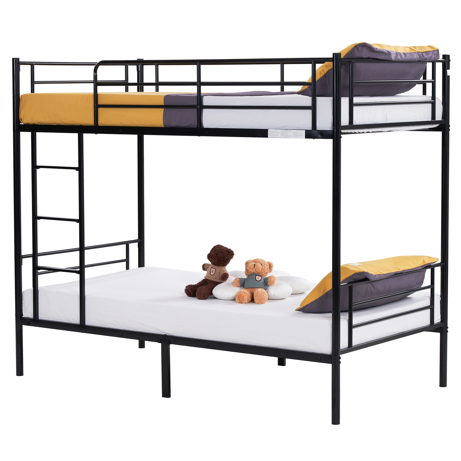Iron Bed Bunk Bed with Ladder for Kids Twin Size Black view 25