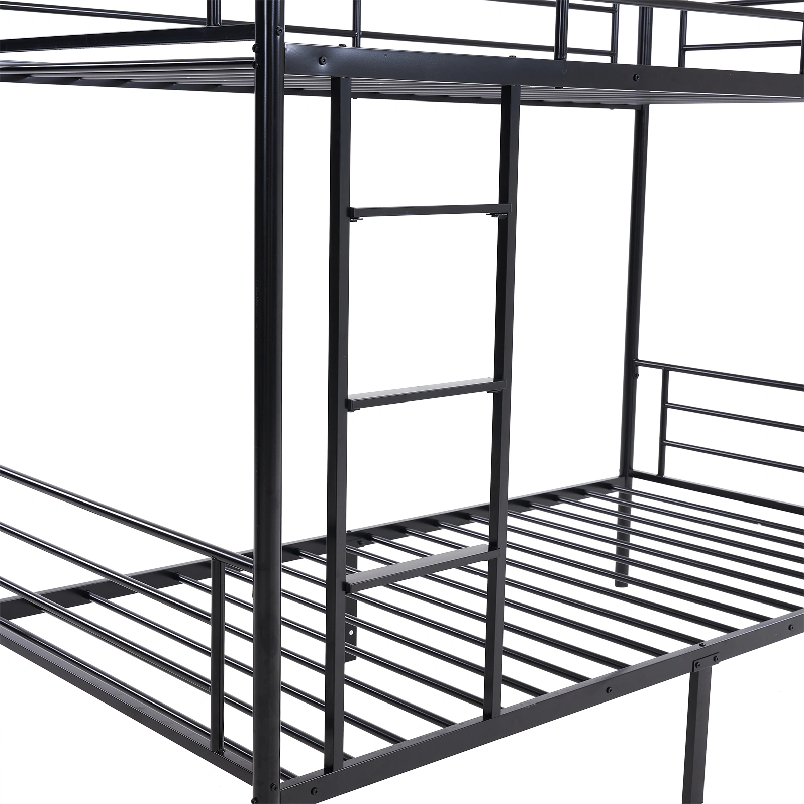 Iron Bed Bunk Bed with Ladder for Kids Twin Size Black view 28
