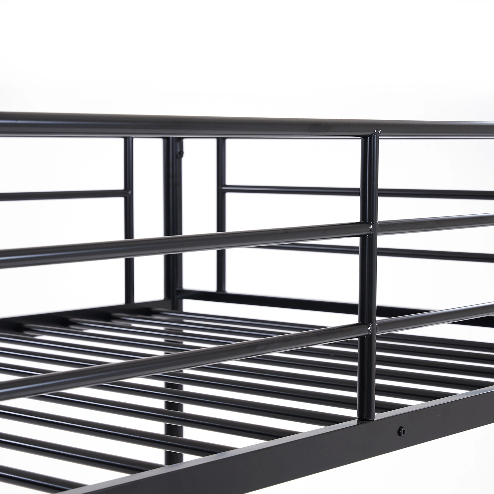 Iron Bed Bunk Bed with Ladder for Kids Twin Size Black view 29