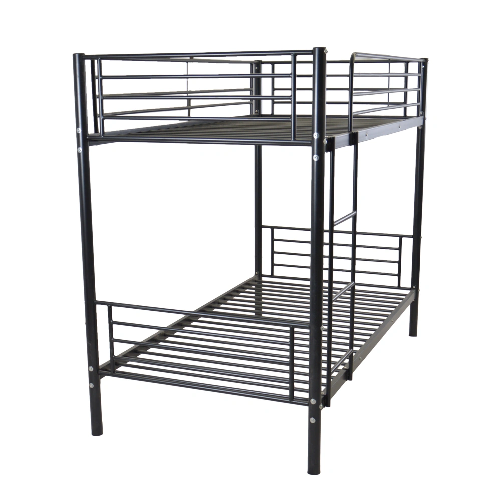 Iron Bed Bunk Bed with Ladder for Kids Twin Size Black view 3