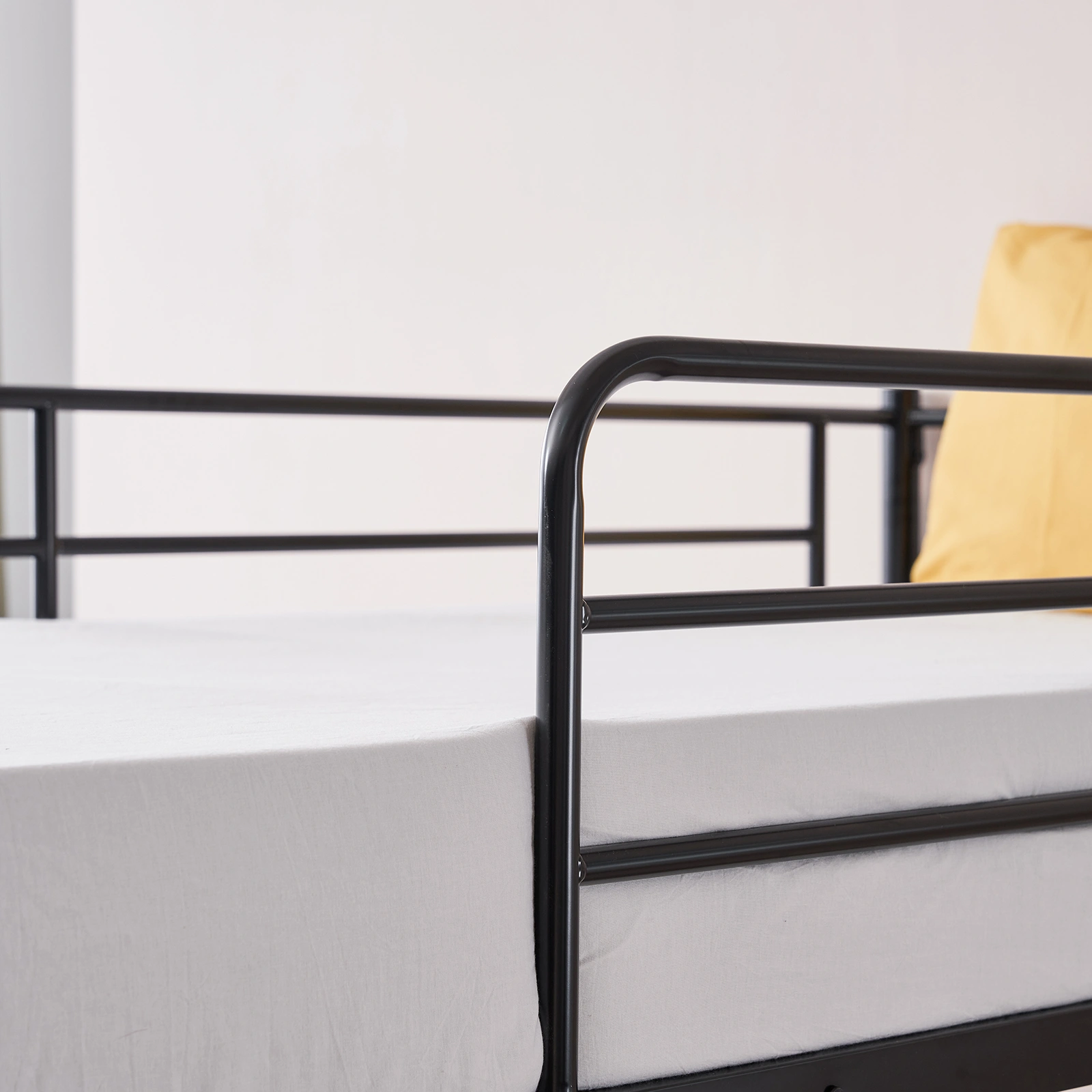 Iron Bed Bunk Bed with Ladder for Kids Twin Size Black view 32