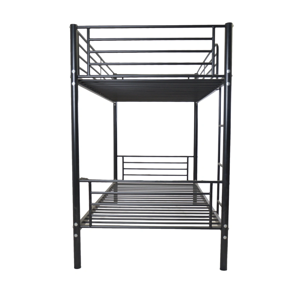 Iron Bed Bunk Bed with Ladder for Kids Twin Size Black view 4