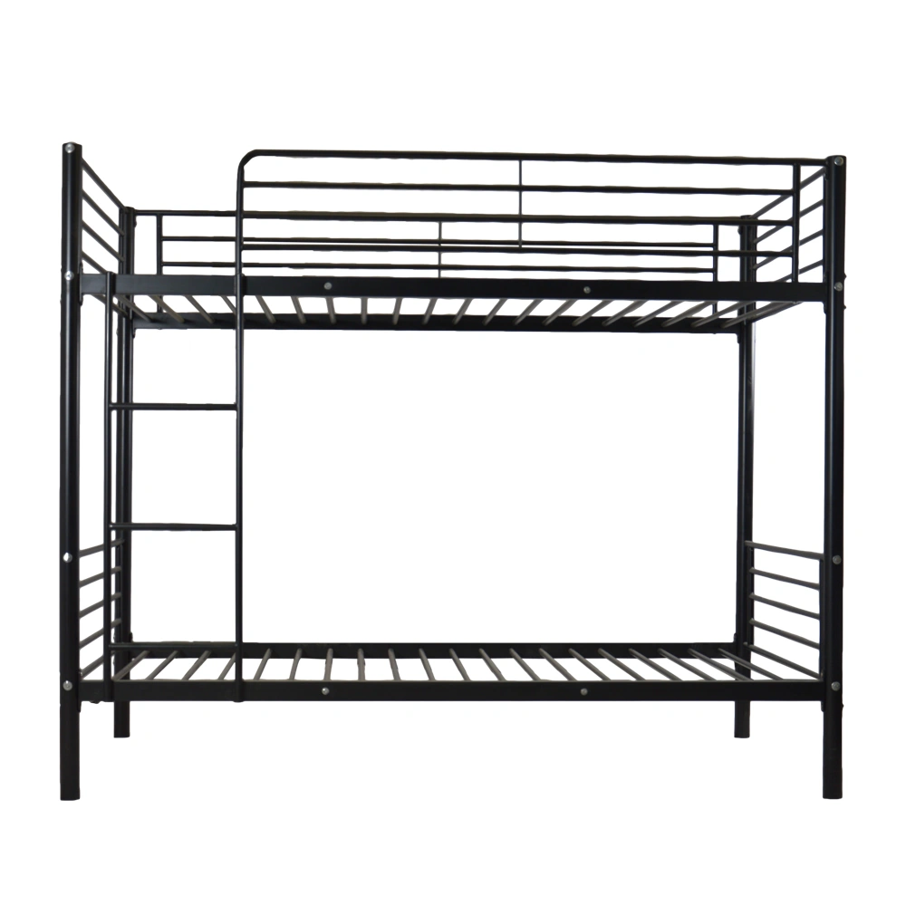 Iron Bed Bunk Bed with Ladder for Kids Twin Size Black view 6