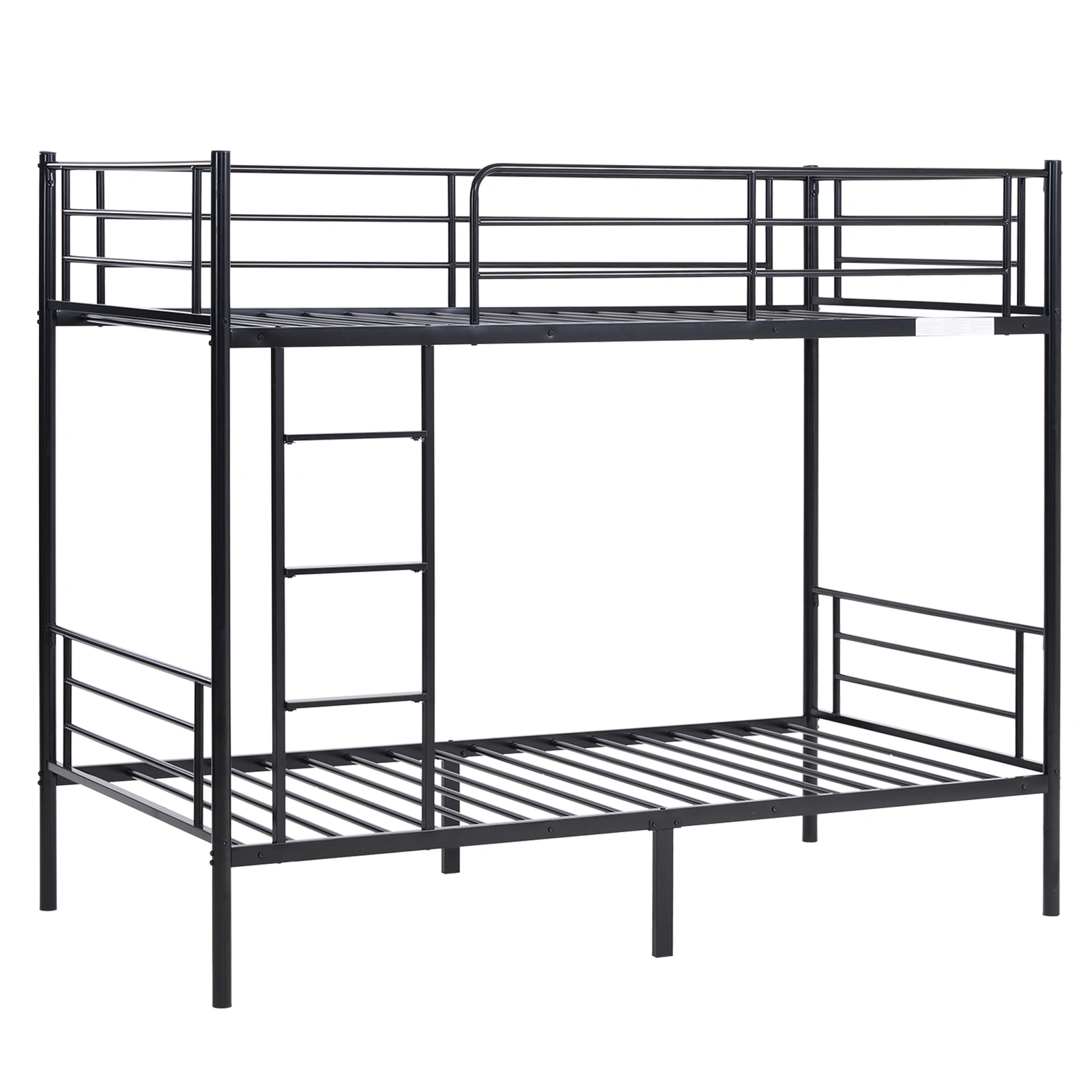 Iron Bed Bunk Bed with Ladder for Kids Twin Size Black view 7