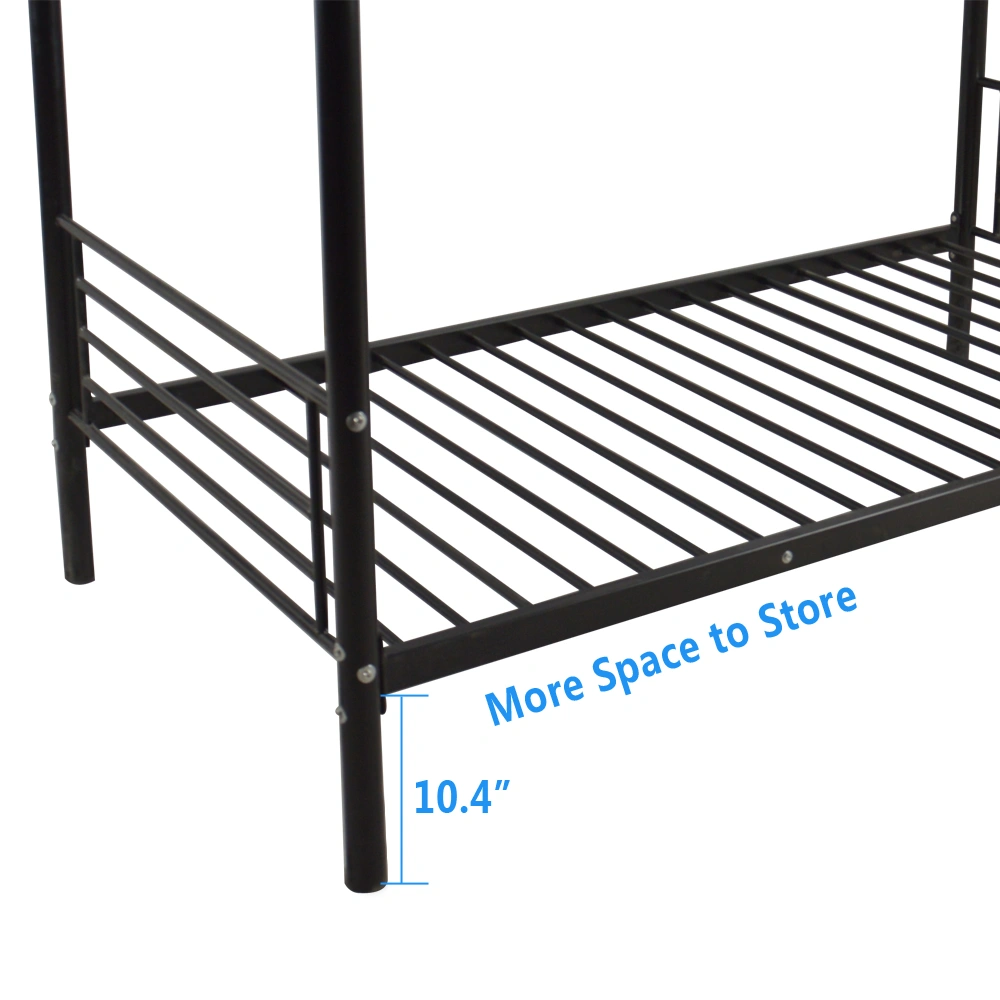 Iron Bed Bunk Bed with Ladder for Kids Twin Size Black view 8