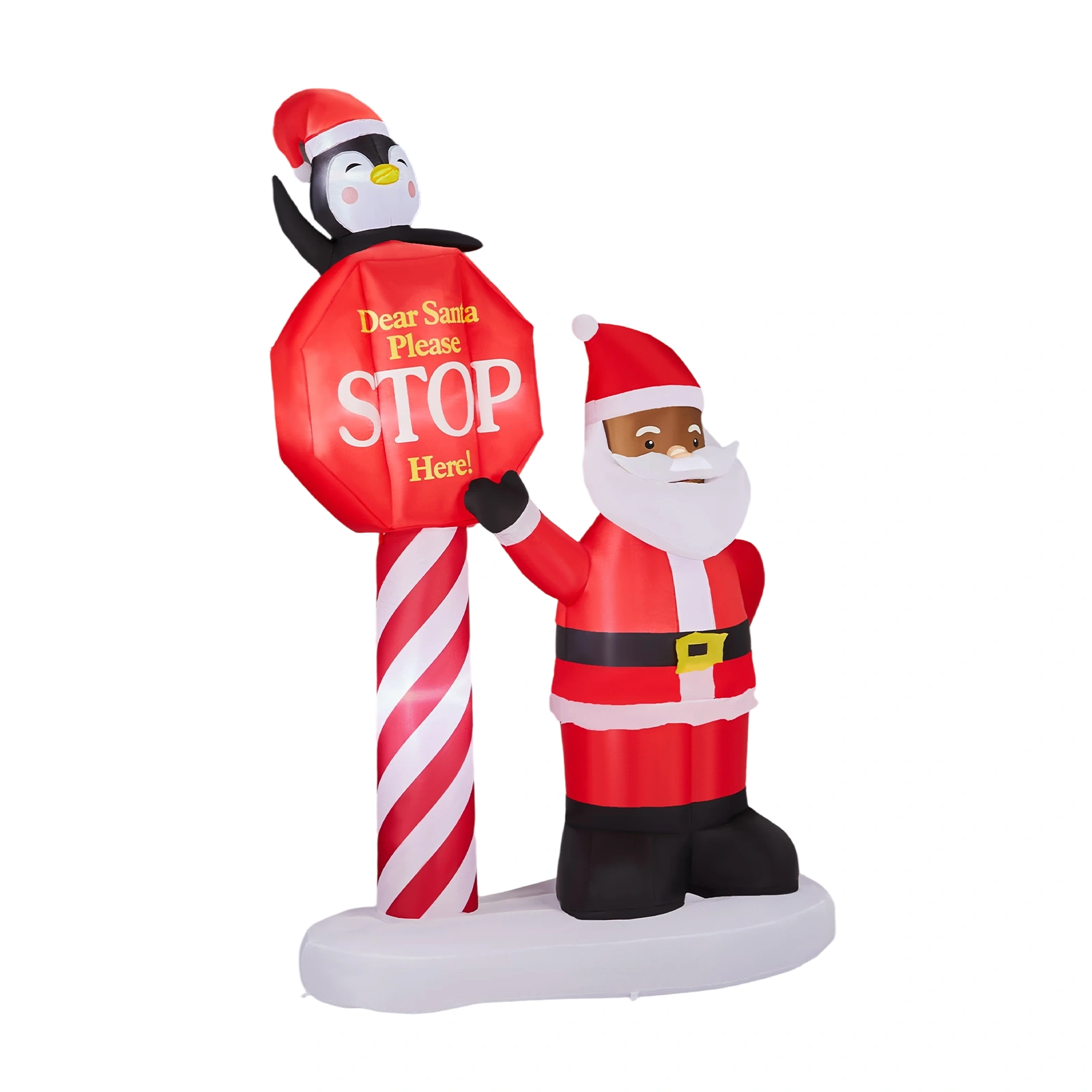 8.2FT Lighted Christmas Inflatable Black Santa with Road Sign, LED Blow Up Yard Decor for Holiday Party Front Lawn Garden view 8