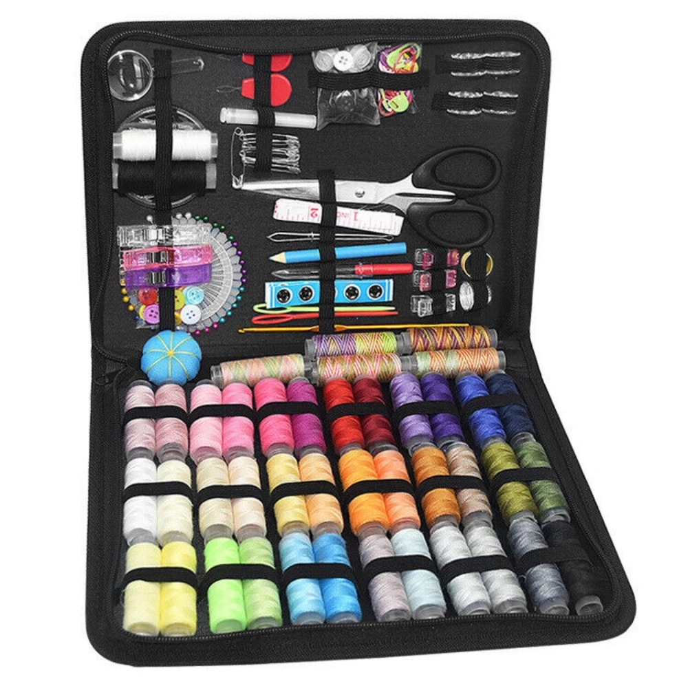 230Pcs Large Portable Sewing Kit - Travel Case Needles Thread Scissors Set Box