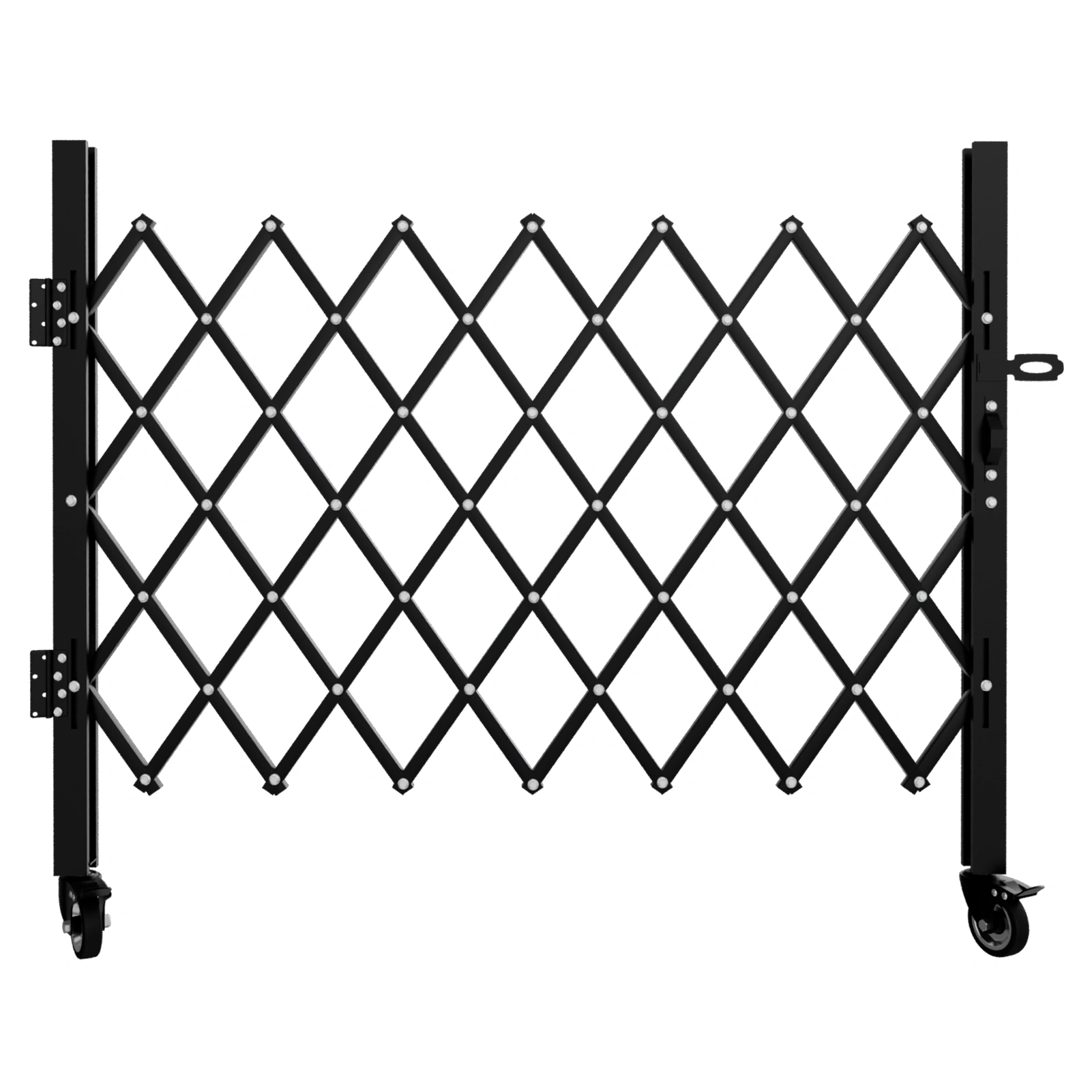 Foldable Security Gate, Expandable Safety Barrier, 360° Swivel Casters Lockable, Portable Rolling Barricade for Garage Warehouse Driveway Pool, 51.57"H x 42"W
