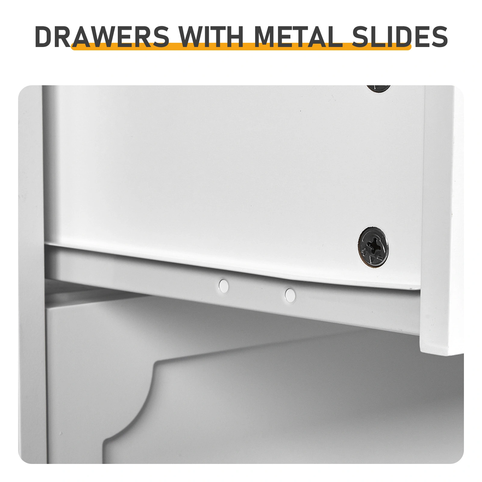 Left 3 Large Drawers + Right 3 Small Drawers MDF Painted Drawer Cabinet 42.52*15.75*32.28in White view 8