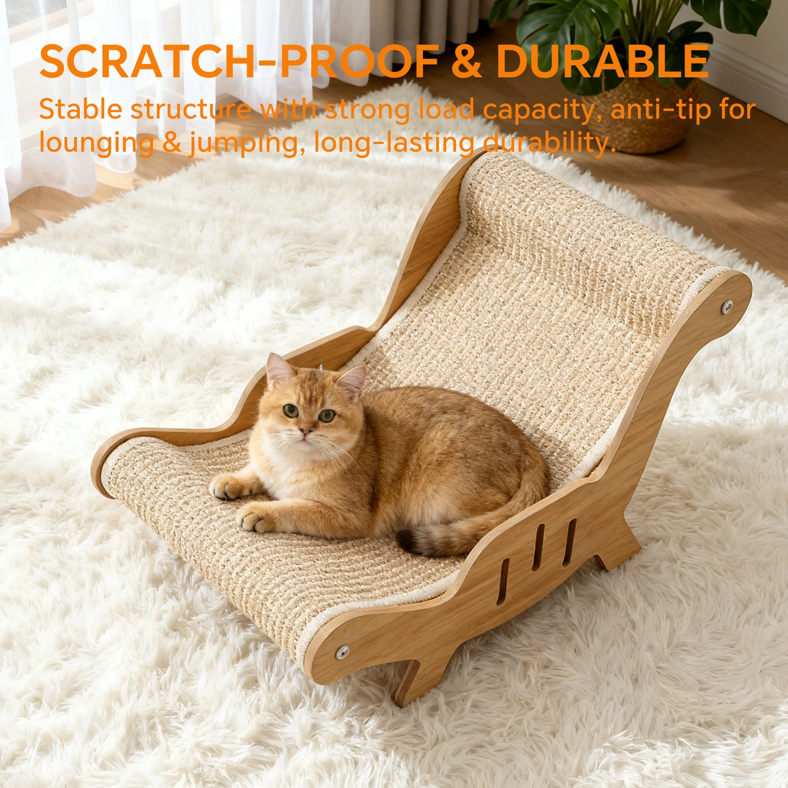 C-type all inclusive sisal cat lounge chair - integrated aesthetic, a natural decompression and relaxation place for cats view 2