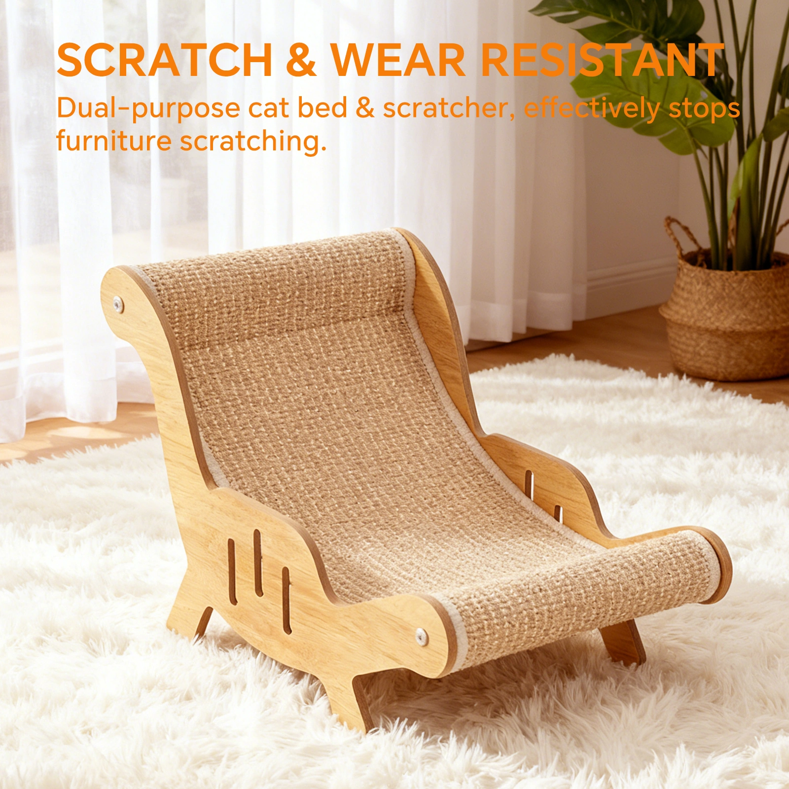 C-type all inclusive sisal cat lounge chair - integrated aesthetic, a natural decompression and relaxation place for cats view 4