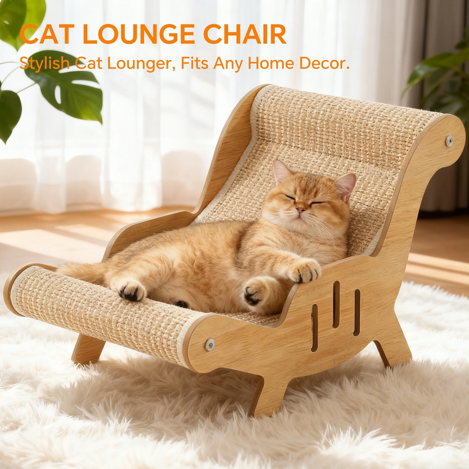 C-type all inclusive sisal cat lounge chair - integrated aesthetic, a natural decompression and relaxation place for cats view 5