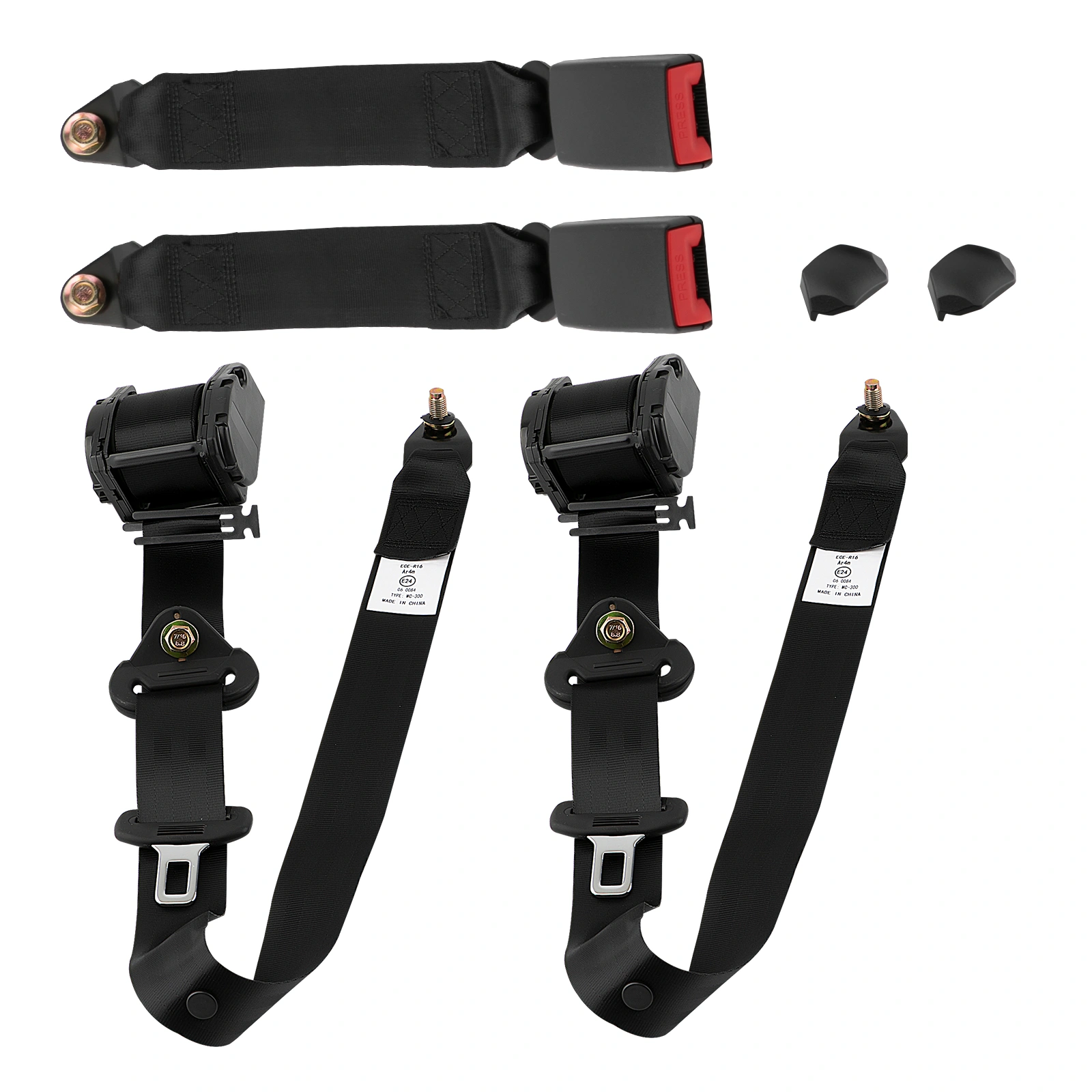 2pcs Seat Belt 3 Point Universal Retractable Safety Belt Black view 8