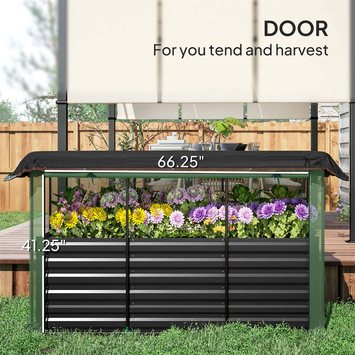 Galvanized Steel Planter Box - Large Outdoor Garden Flower Pot, Rust-Resistant Metal Raised Bed for Patio, Yard, Deck view 2