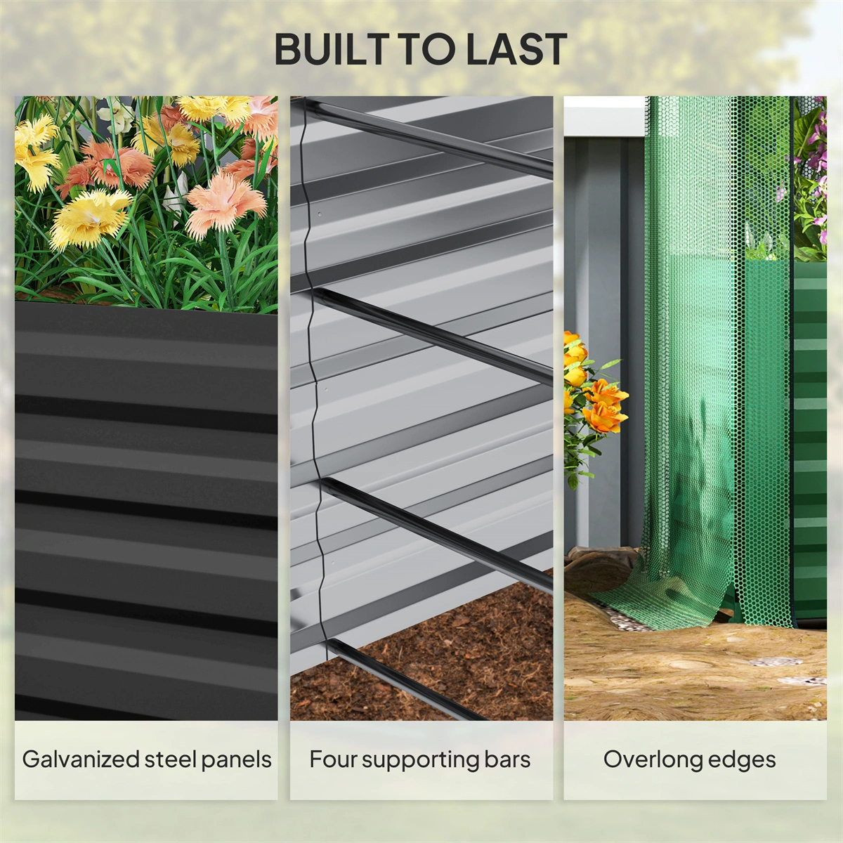 Galvanized Steel Planter Box - Large Outdoor Garden Flower Pot, Rust-Resistant Metal Raised Bed for Patio, Yard, Deck view 5
