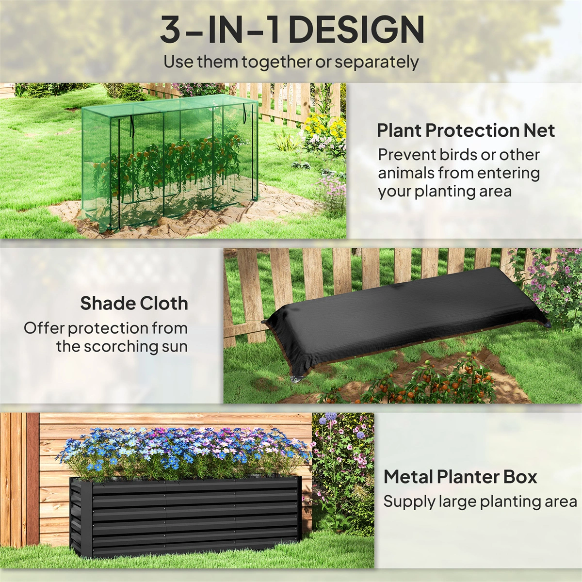 Galvanized Steel Planter Box - Large Outdoor Garden Flower Pot, Rust-Resistant Metal Raised Bed for Patio, Yard, Deck view 6