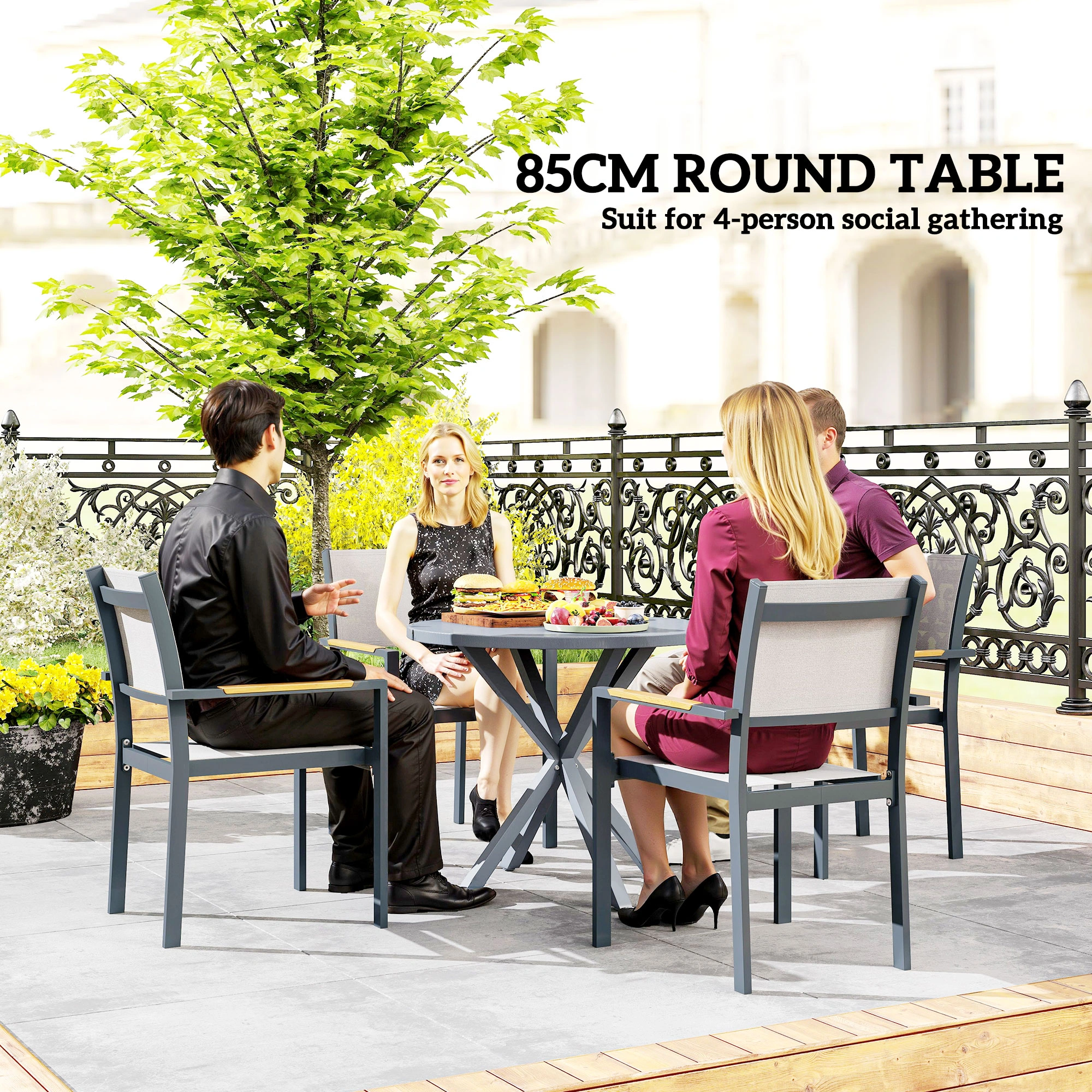 Solid Wood Dining Table, 6-Seater Rectangular Kitchen Table, Modern Dining Room Table with Metal Legs view 4