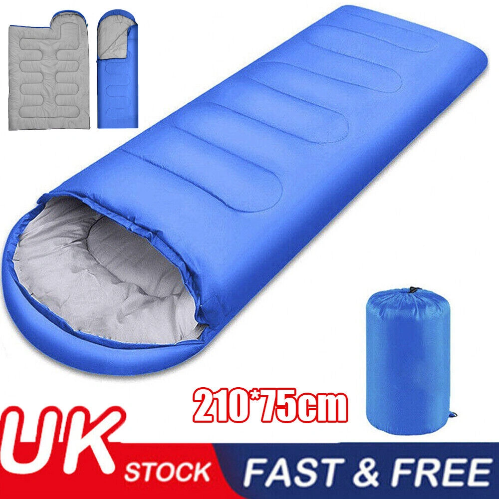 4 Season Single Sleeping Bag Camping Rectangular Envelope Zip Up for Kids & Adults UK view 2