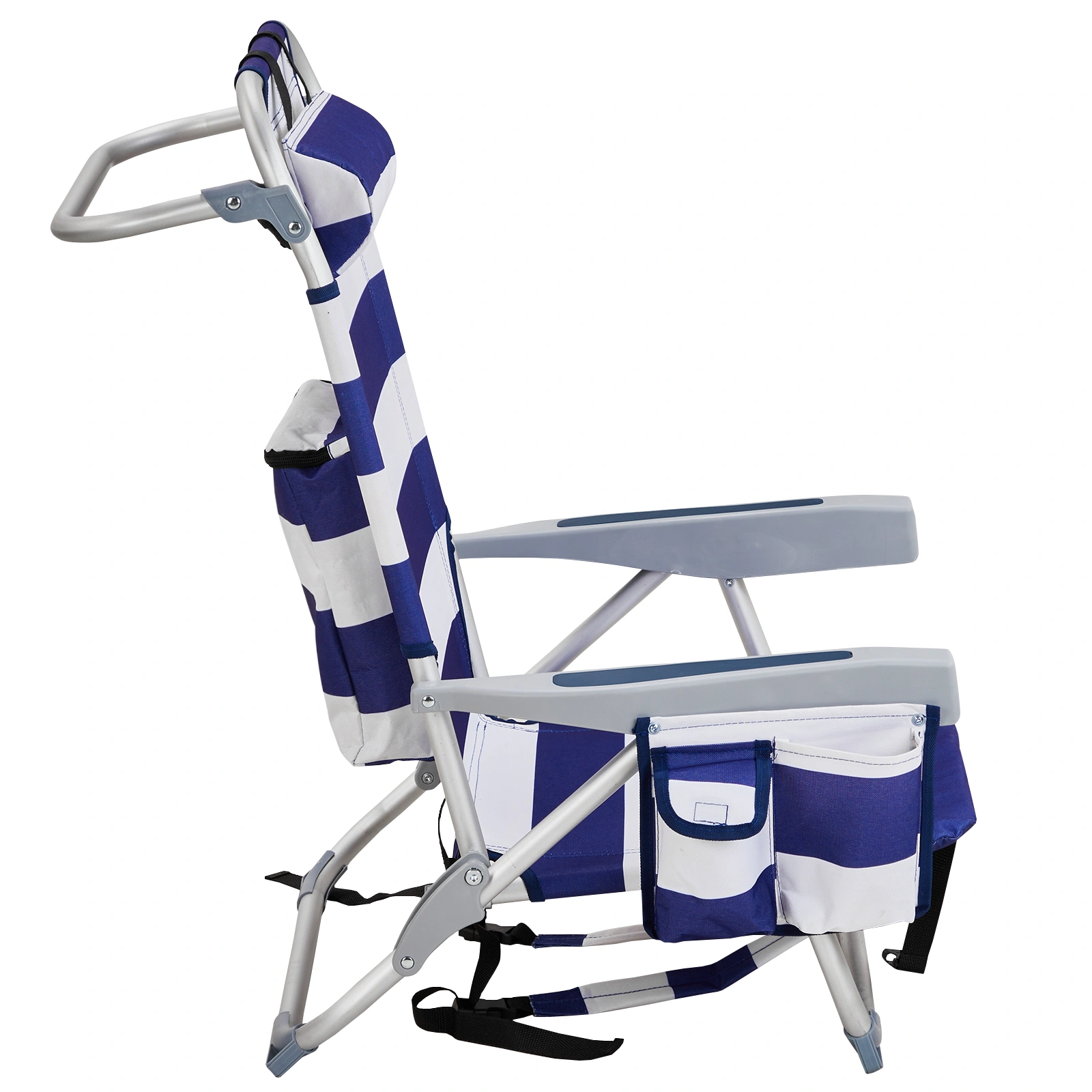 63*65*82cm Short Oxford Cloth Silver White Aluminum Tube Bearing 100kg Beach Chair Blue Stripes view 11