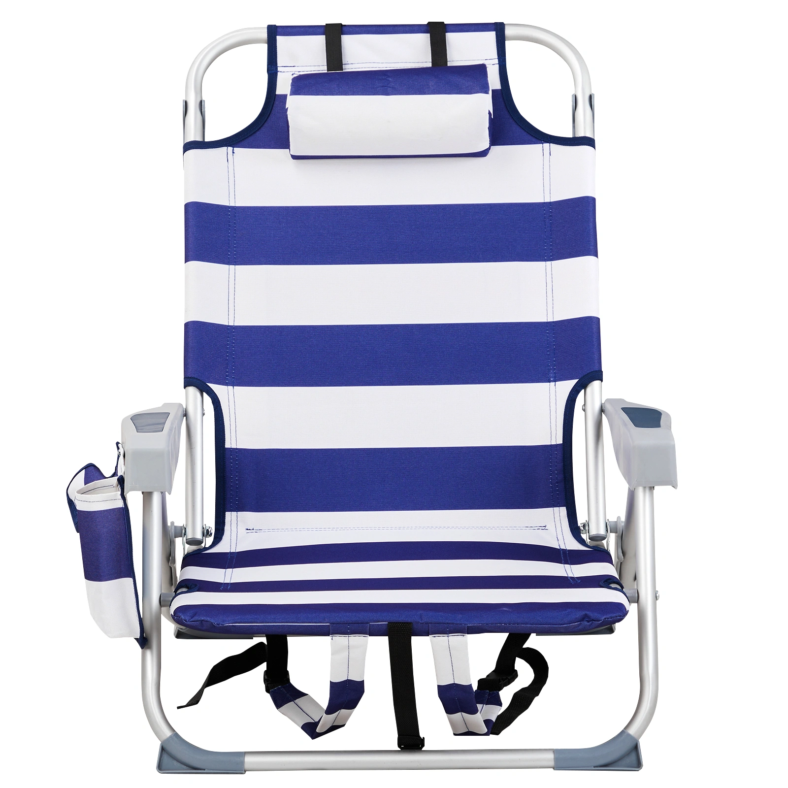 63*65*82cm Short Oxford Cloth Silver White Aluminum Tube Bearing 100kg Beach Chair Blue Stripes view 9