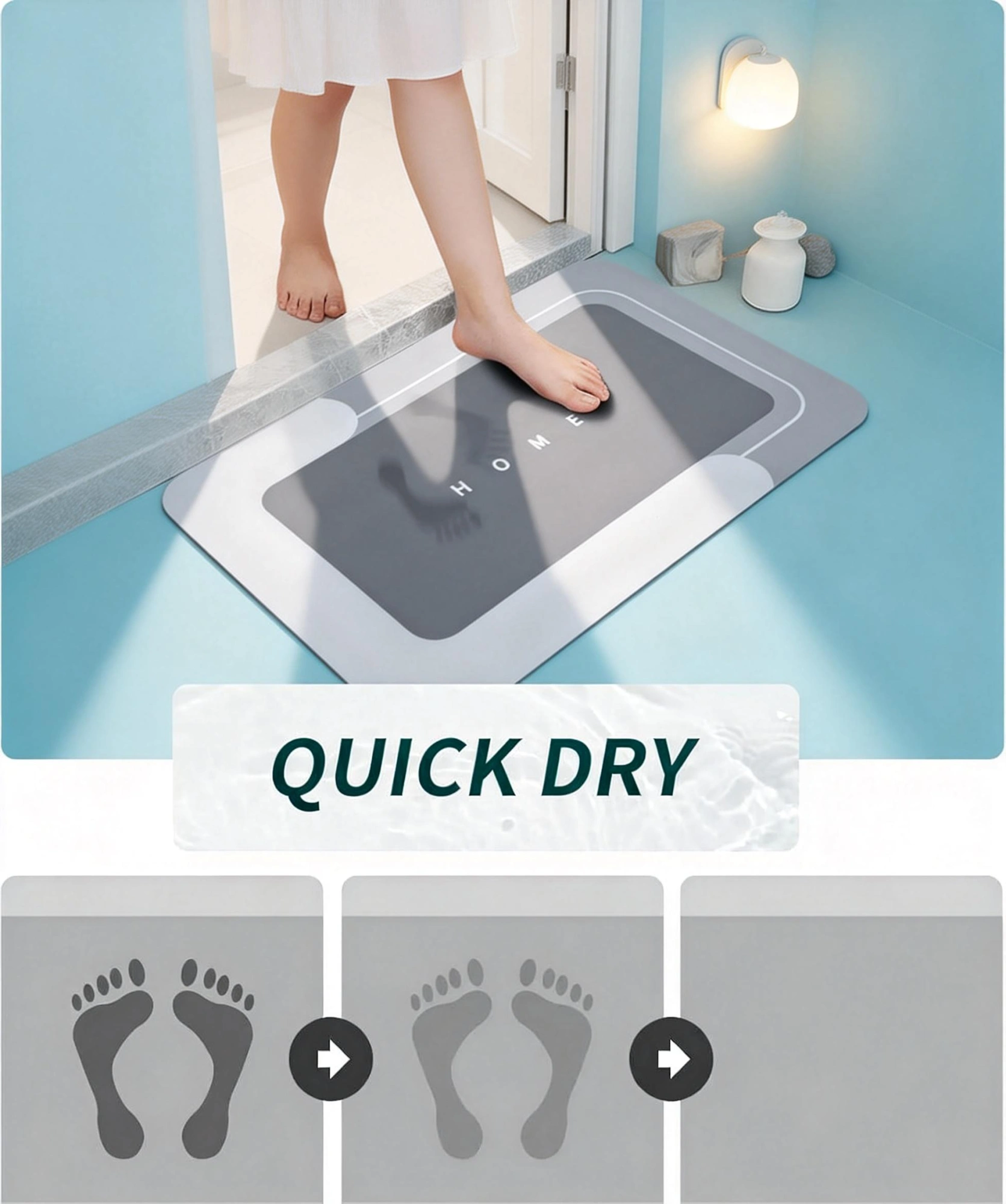Banned for Amazon 3PCS Absorbent Bath Mat Magic Rug Sets, Quick Drying Bath Mat Non-Slip Floor Rug Rubber Backed for Bathroom Kitchen Shower Sink(Same SKU: 66814487) view 3