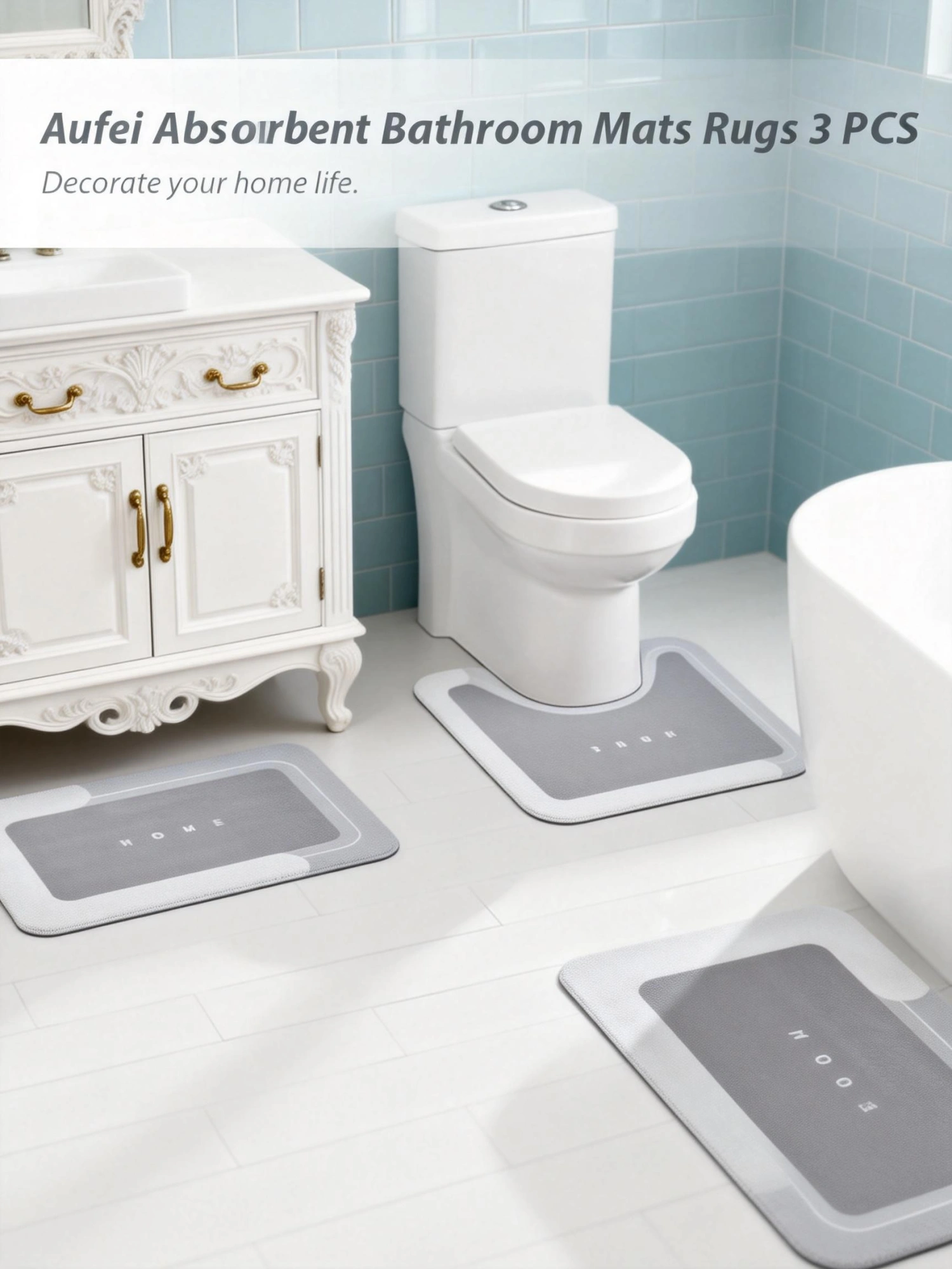 Banned for Amazon 3PCS Absorbent Bath Mat Magic Rug Sets, Quick Drying Bath Mat Non-Slip Floor Rug Rubber Backed for Bathroom Kitchen Shower Sink(Same SKU: 66814487) view 4