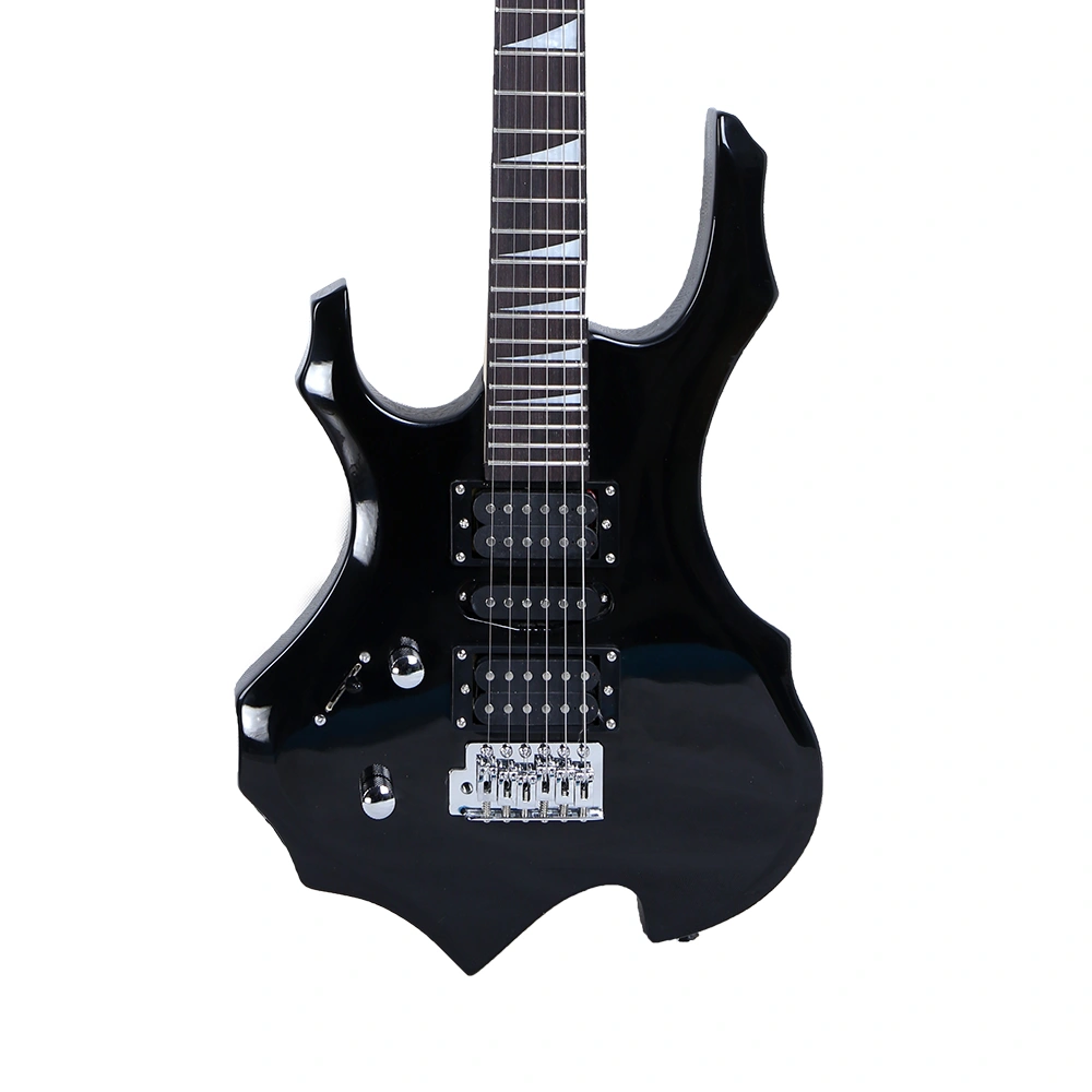 Flame Left Hand Electric Guitar HSH Pickup Shaped Electric Guitar Pack Strap Picks Shake Cable Wrench Tool Black view 10
