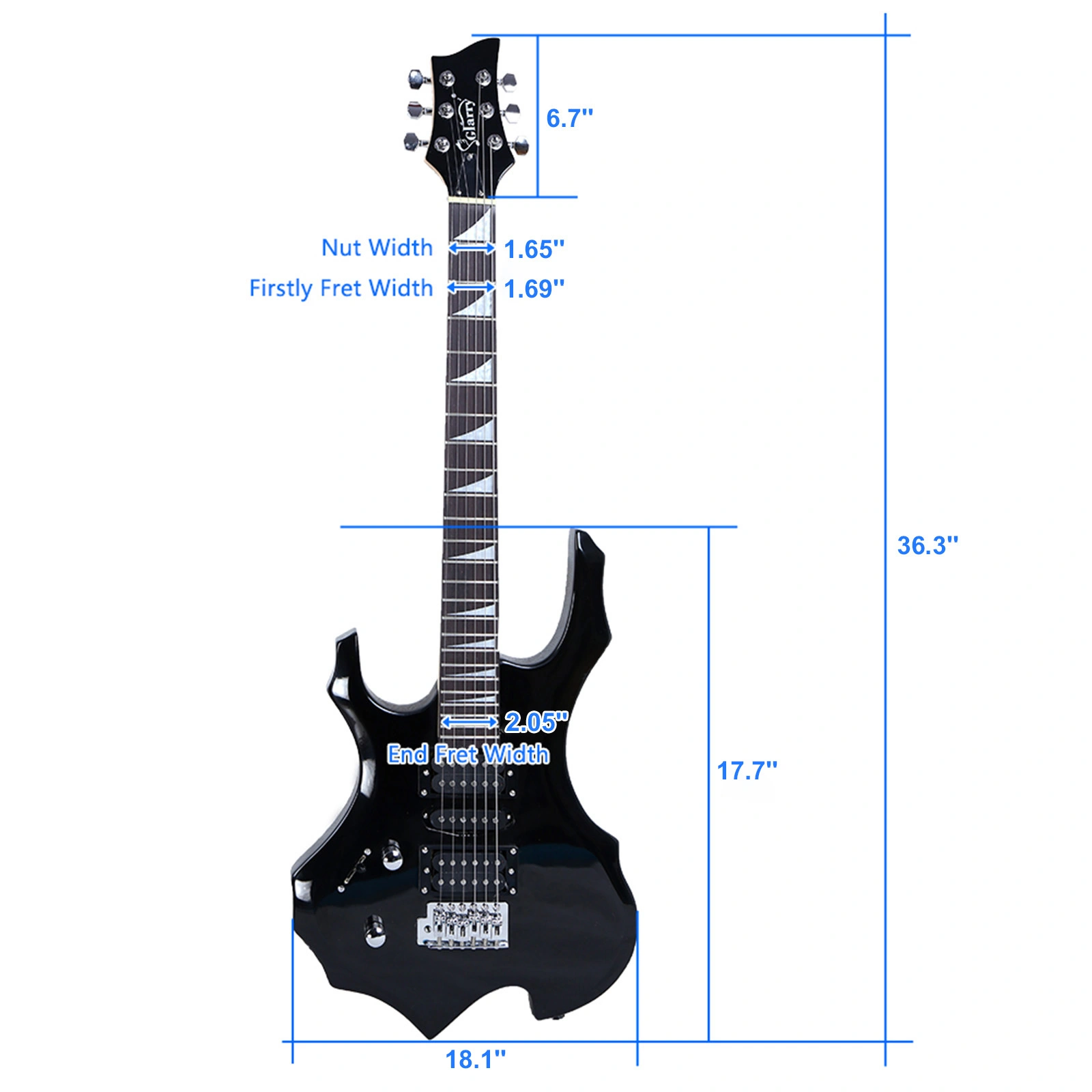 Flame Left Hand Electric Guitar HSH Pickup Shaped Electric Guitar Pack Strap Picks Shake Cable Wrench Tool Black view 12