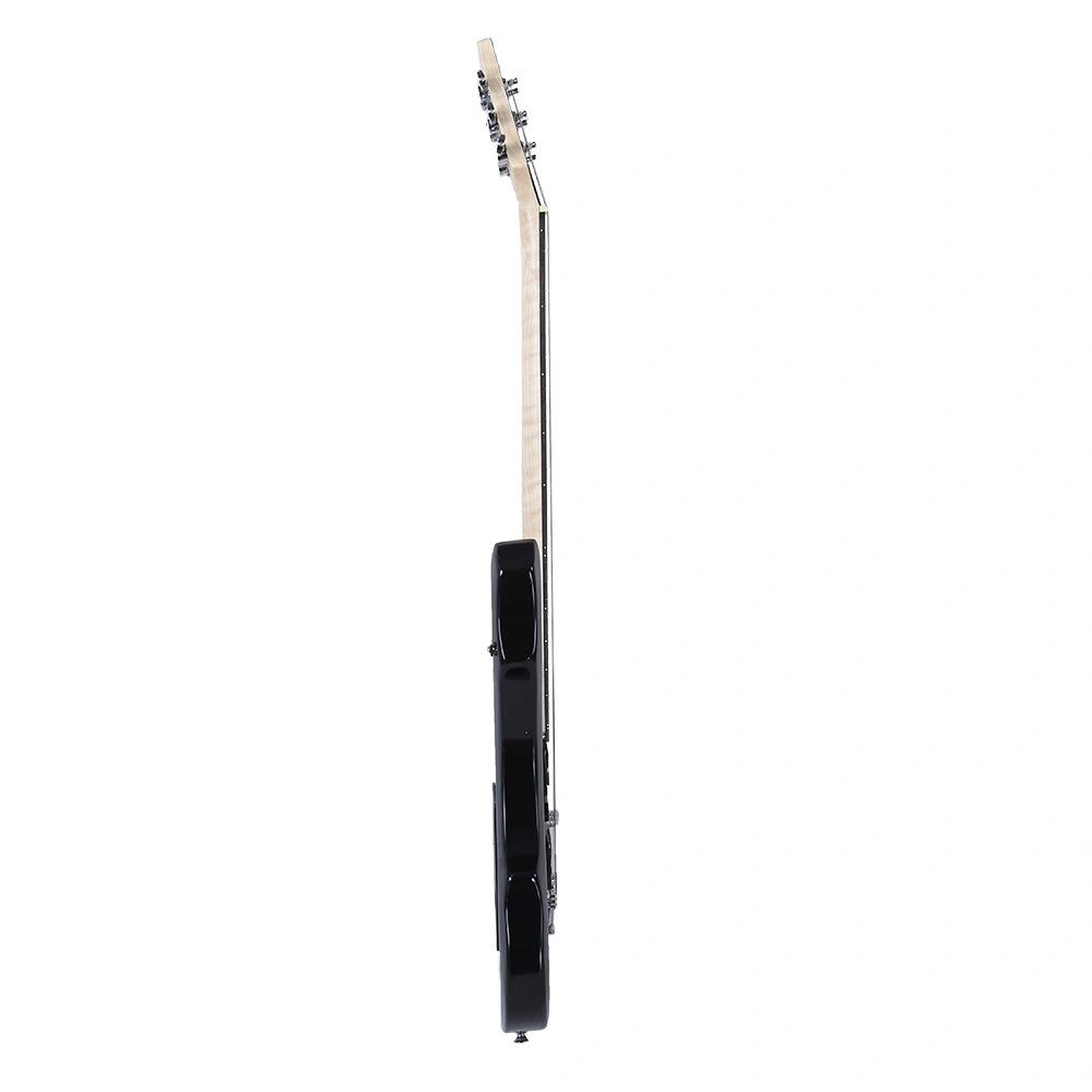 Flame Left Hand Electric Guitar HSH Pickup Shaped Electric Guitar Pack Strap Picks Shake Cable Wrench Tool Black view 3