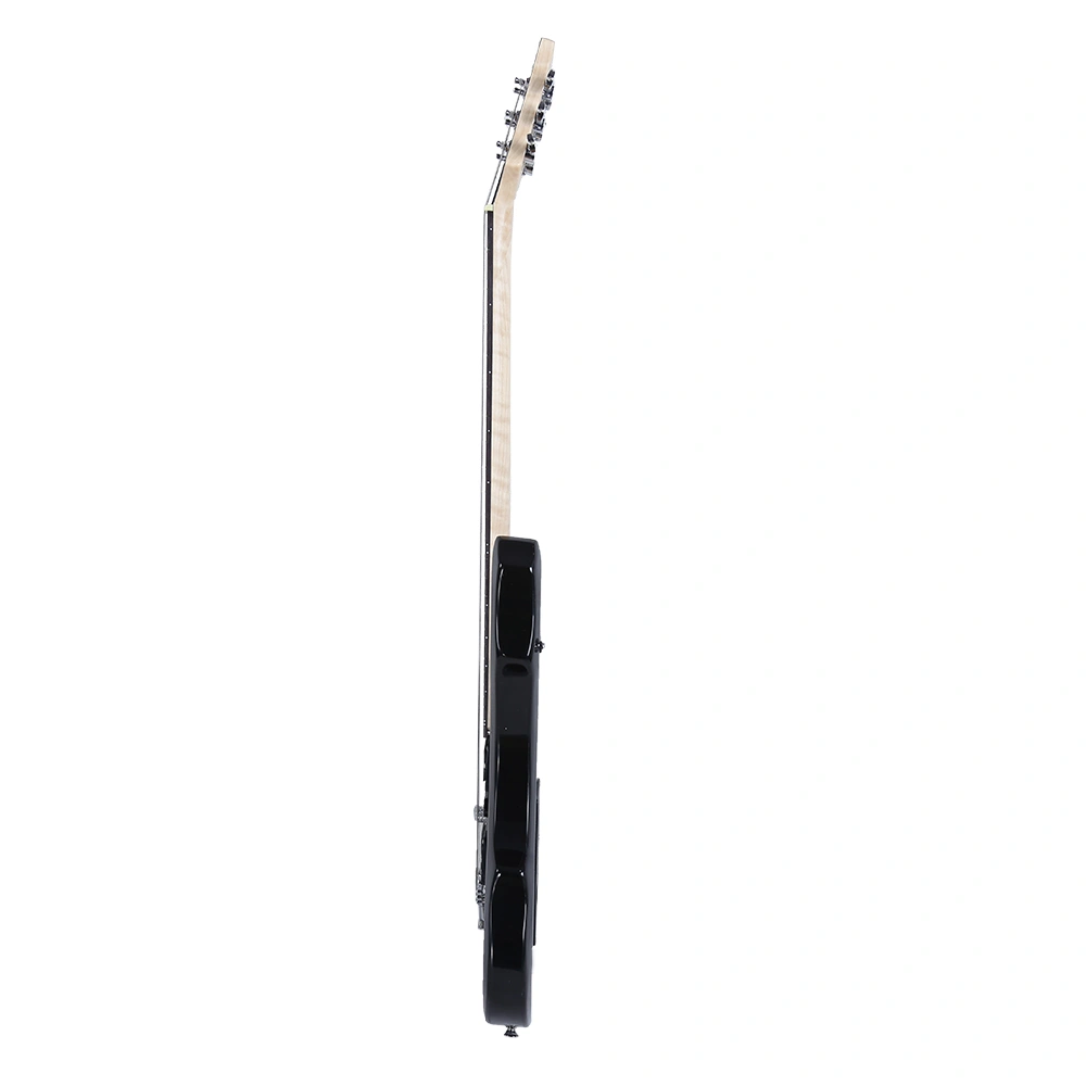 Flame Left Hand Electric Guitar HSH Pickup Shaped Electric Guitar Pack Strap Picks Shake Cable Wrench Tool Black view 4