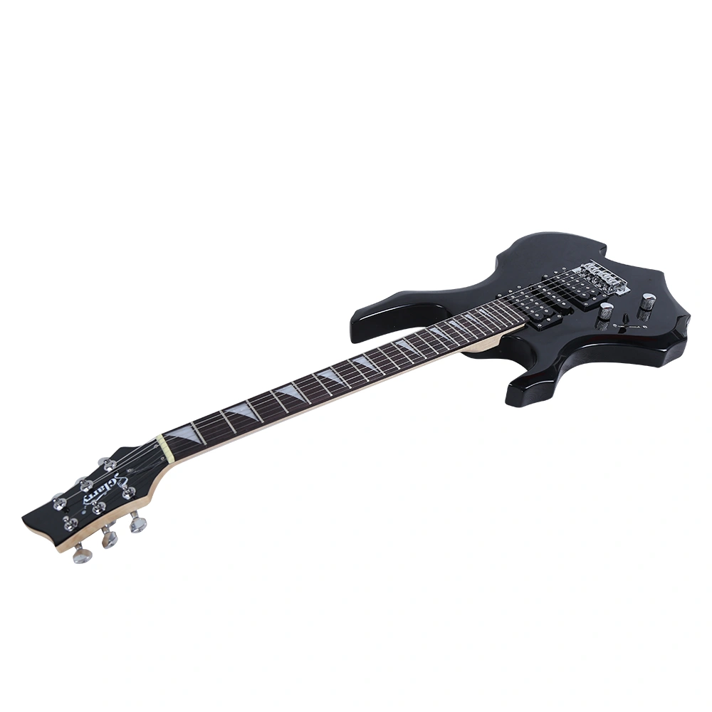 Flame Left Hand Electric Guitar HSH Pickup Shaped Electric Guitar Pack Strap Picks Shake Cable Wrench Tool Black view 6