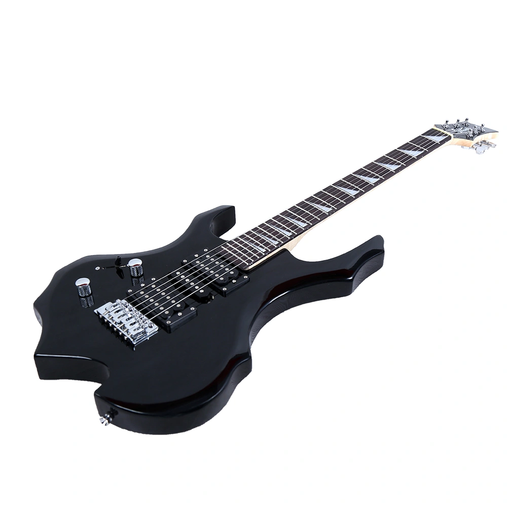 Flame Left Hand Electric Guitar HSH Pickup Shaped Electric Guitar Pack Strap Picks Shake Cable Wrench Tool Black view 8