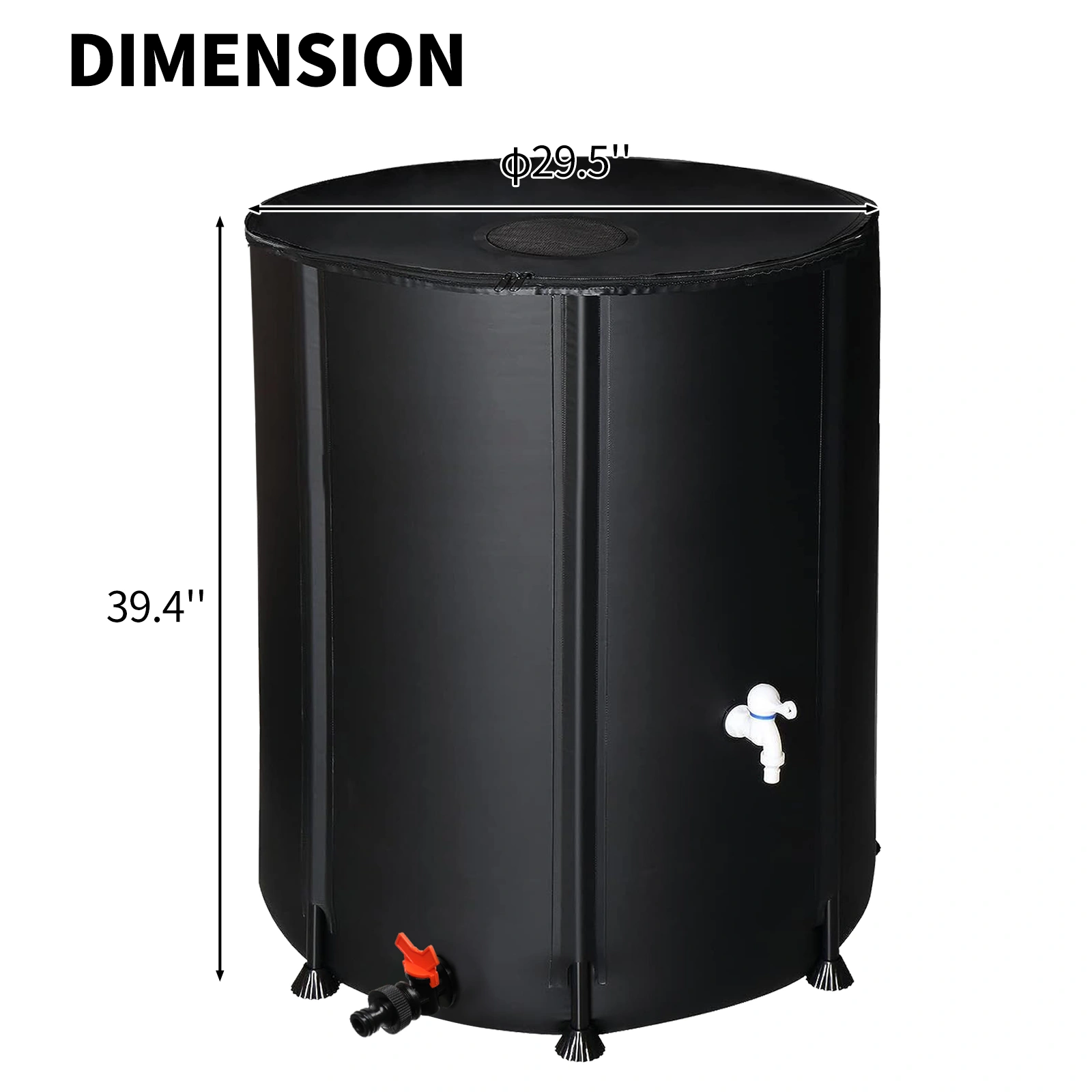 132 Gallon Folding Rain Barrel Water Collector - Black Outdoor Garden Water Storage Tank, Collapsible Rain Barrel for Home & Yard view 3