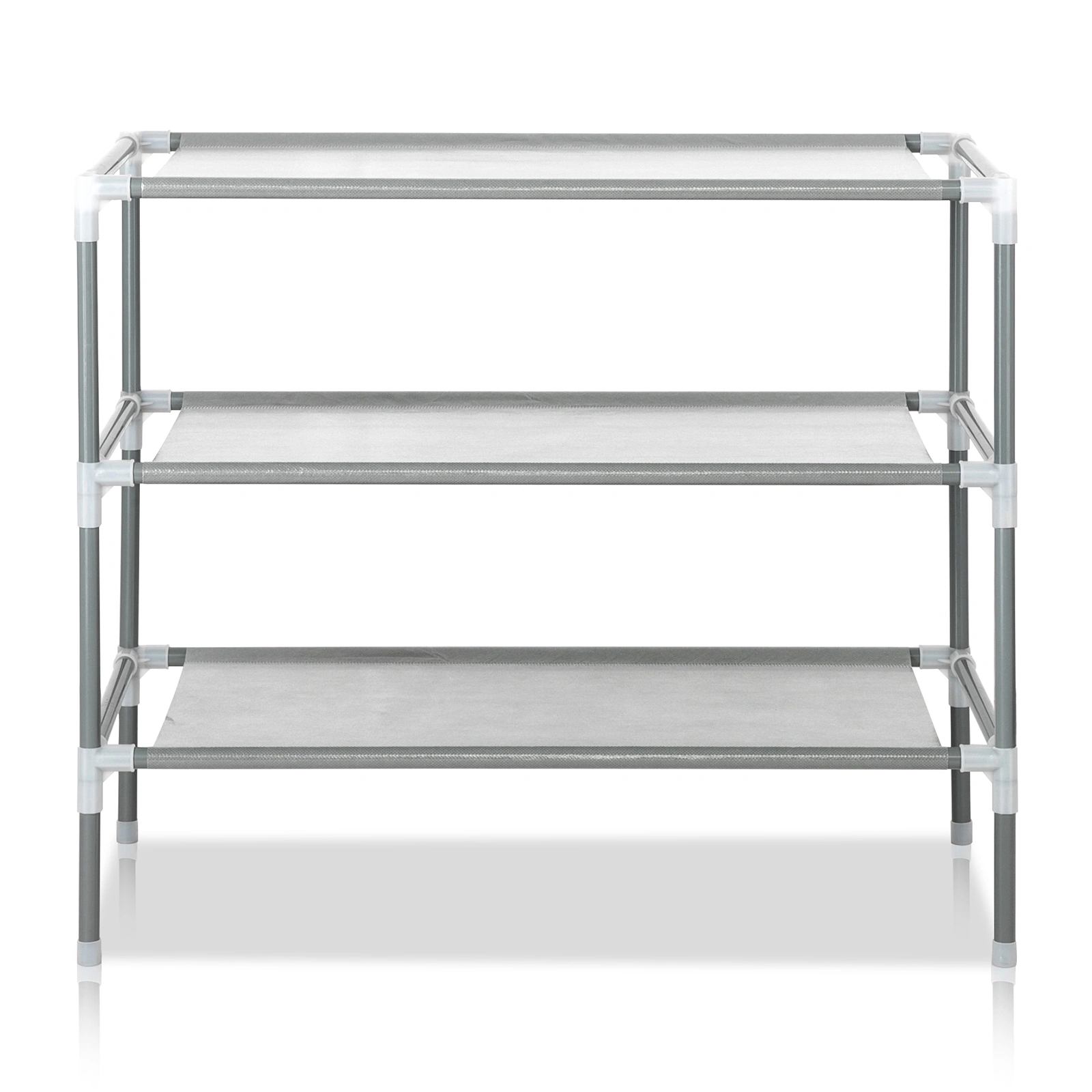 Simple Assembly 3 Tiers Non-woven Fabric Shoe Rack Gray
