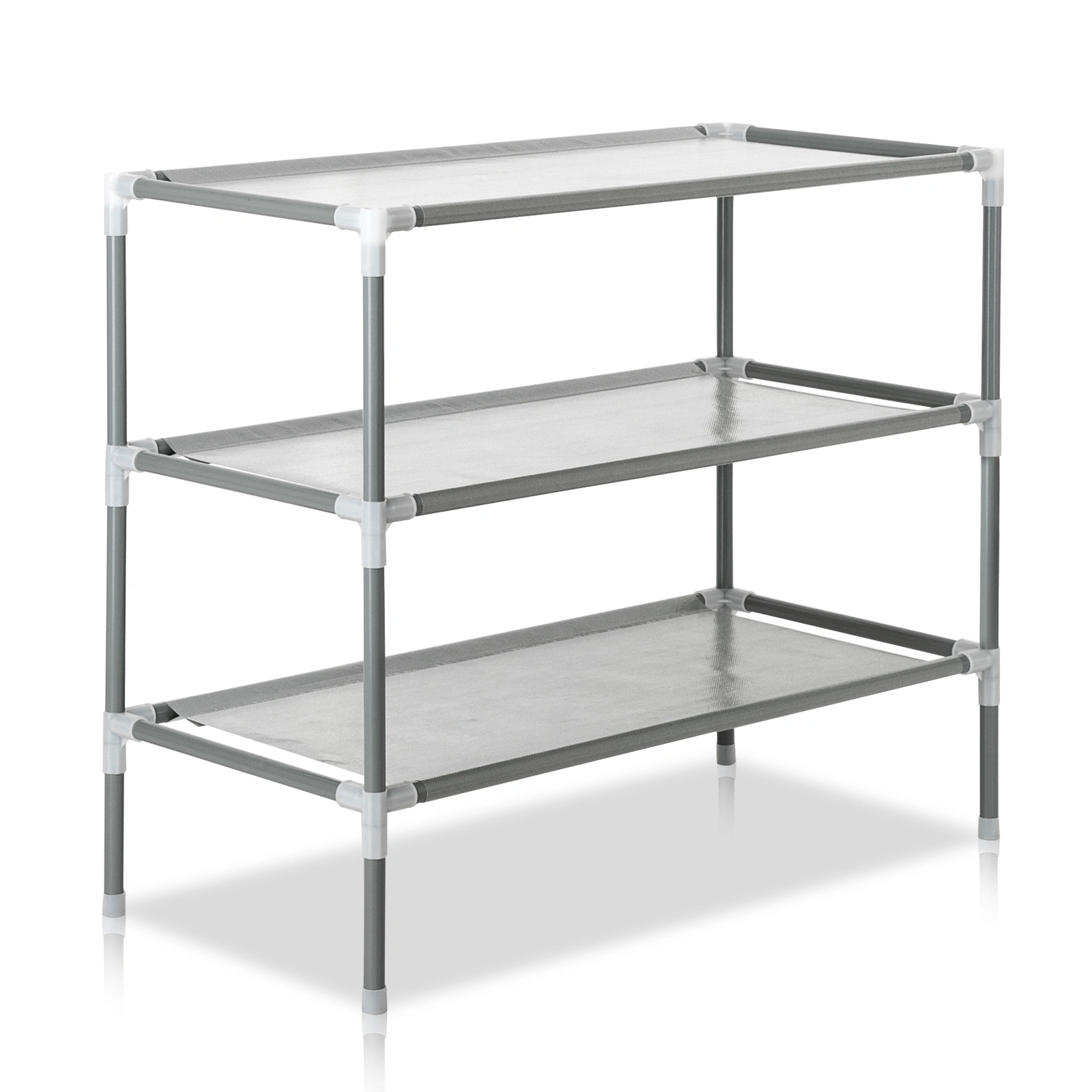 Simple Assembly 3 Tiers Non-woven Fabric Shoe Rack Gray view 2
