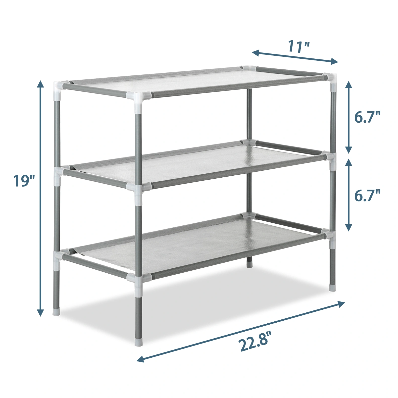 Simple Assembly 3 Tiers Non-woven Fabric Shoe Rack Gray view 3